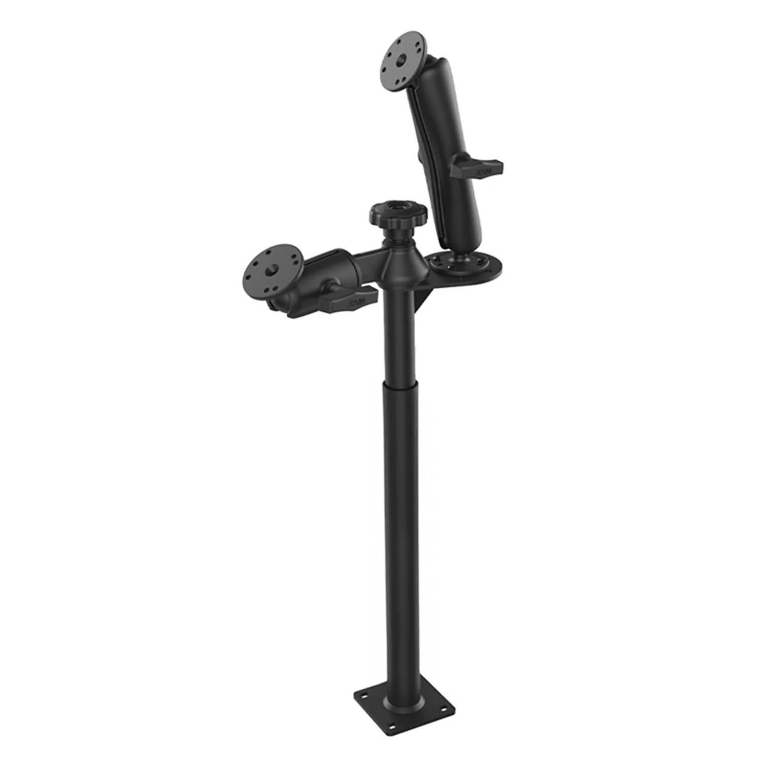 RAM Mounts Tele-Pole Standfuss (18 Zoll) mit Schwenkarm und Doppelhalterung - C-Kugel (1,5 Zoll), 4-Loch AMPS-Anbindung