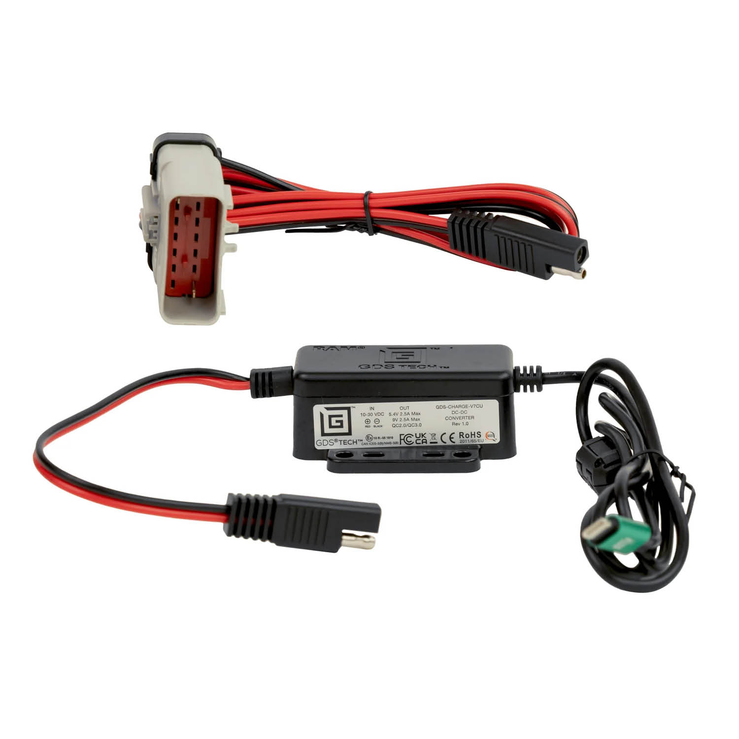RAM Mounts GDS Strom-Modul - 10-30V DC Eingang, 5,42-9V DC Ausgang, USB-C (männlich) & RP1226 Verbindung
