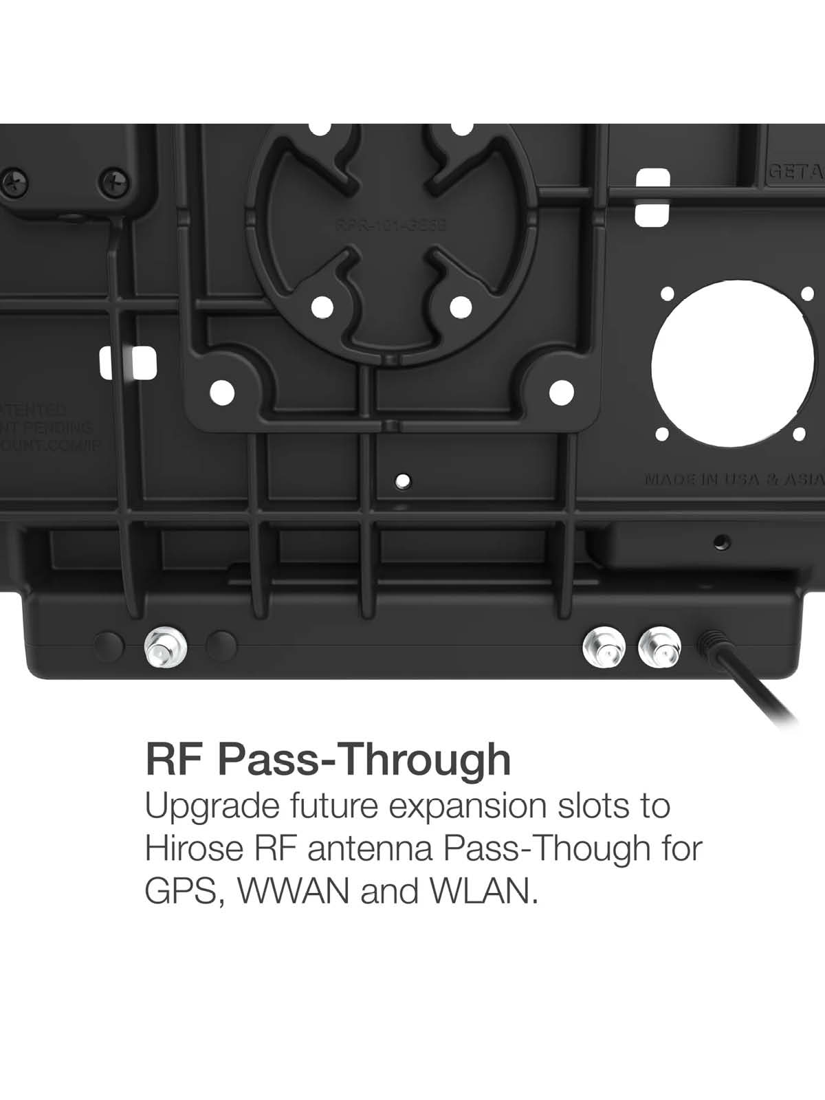 RAM Mounts Form-Fit Halteschale (mit Schnappverschluss) für Getac ZX80 Rugged Tablet - 5.5mm Stromanbindung - AMPS 4-Loch Aufnahme - VESA 75x75 - Schrauben-Set