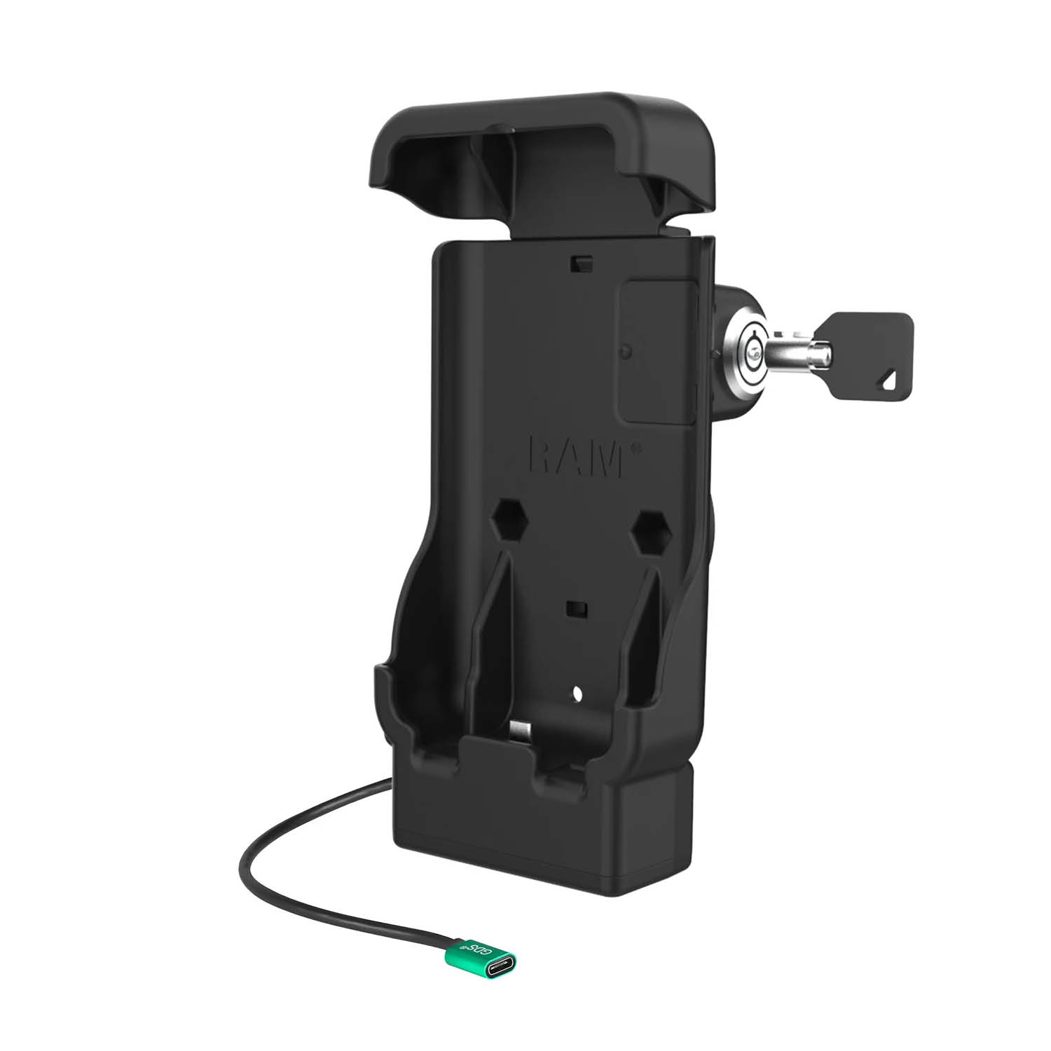 RAM Mounts Fahrzeug Ladestation für Zebra EM45 - abschließbar USB-C, 2-Loch AMPS