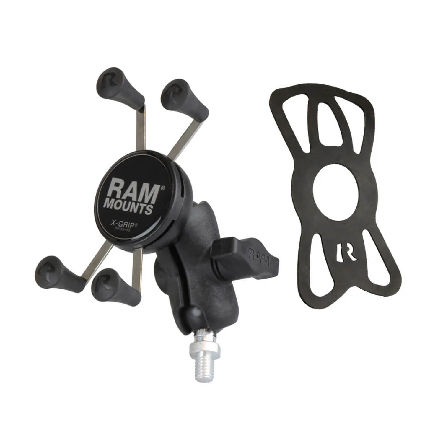 RAM Mounts X-Grip Universalhalterung für Smartphones (Verbundstoff) - Bis 82,55 mm Breite - Kurzer Verbindungsarm - 3/8 Zoll-16 Gewindekugelbasis - B-Kugel (1 Zoll)