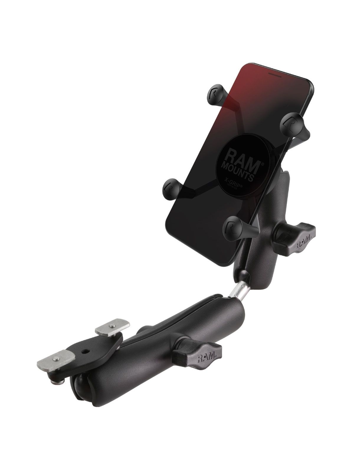 RAM Mounts X-Grip Smartphone-Halterung (bis 82,6 mm Breite) für Rollstühle - B-Kugel (1 Zoll), Diamond-Adapter (Trapez) für Armlehne