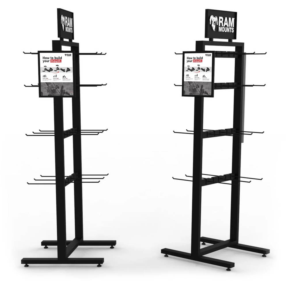 RAM Mounts Stand-Display mit 24 Haken und senkrechtem 1-Zoll (25,4 mm) Rohr - schwarz