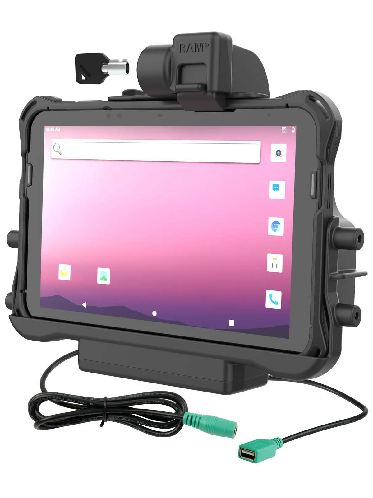 RAM Mounts Form-Fit Halteschale (Schlüsselverriegelung) für Honeywell ScanPal EDA10A Tablet in OEM-Schutzhülle - 5.5mm DC & USB-A-Anschluss