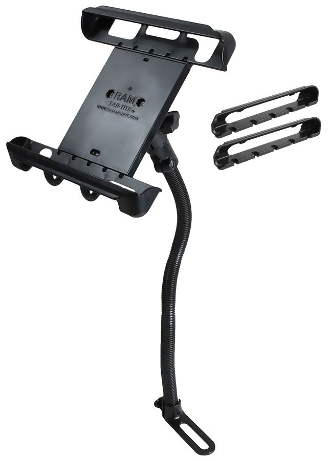 RAM Mounts Pod I Sitzschienen-Adapter mit Universal Tab-Tite Halteschale (10 Zoll Tablets) - B-Kugel (1 Zoll), flexibler Stab (ca. 450 mm)