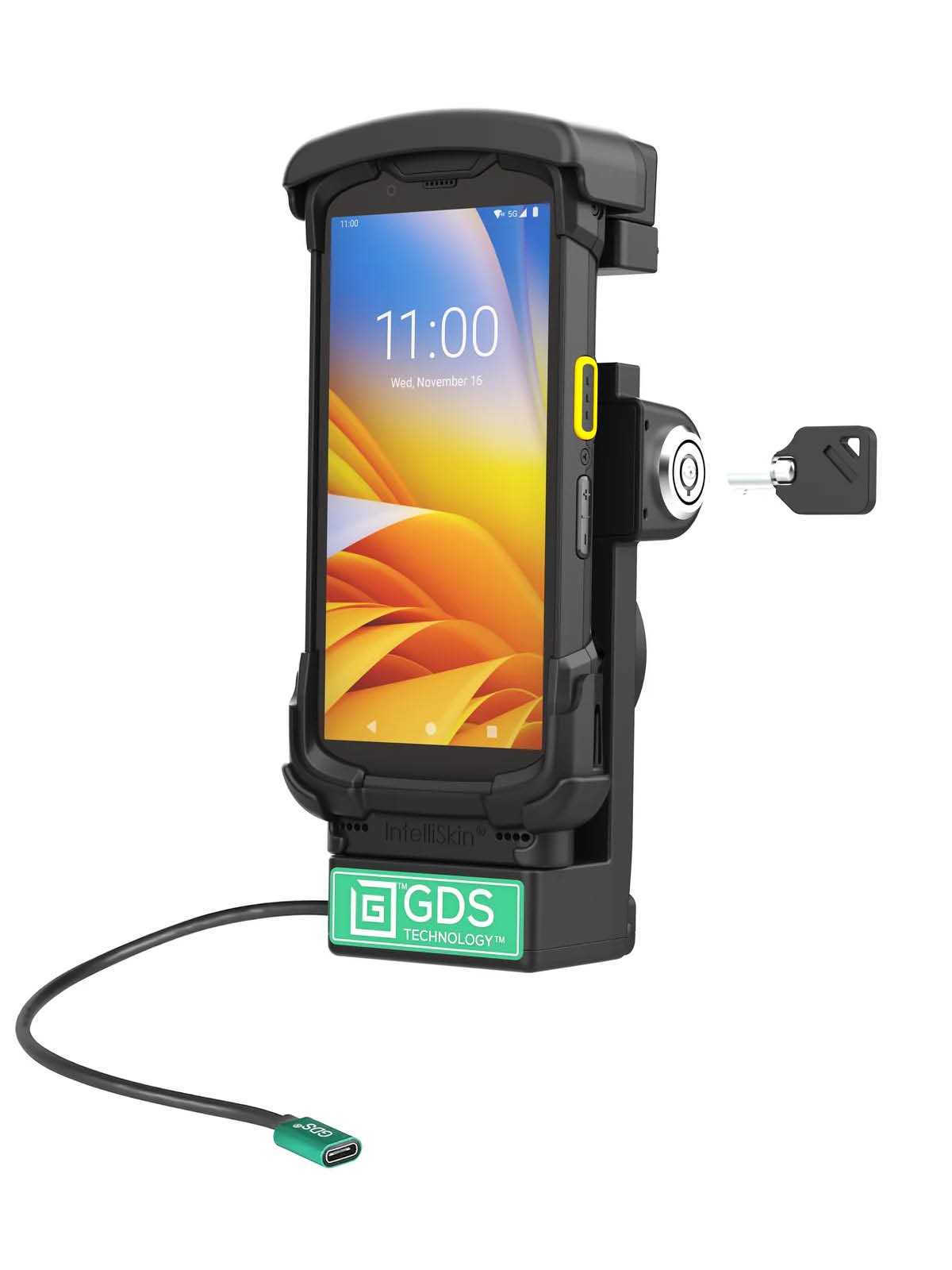 RAM Mounts GDS Halteschale (Schlüsselverriegelung) für Zebra TC73 & TC78 in IntelliSkin Schutzhülle - USB-C-Anschluss