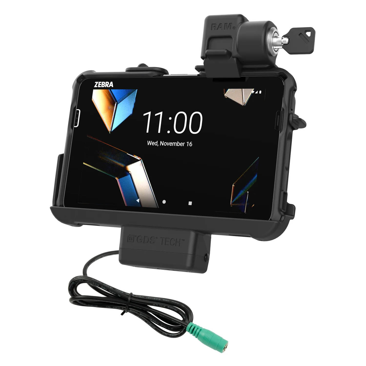 RAM Mounts Thin-Dock (Key-locking) for Zebra ET401 & ET4x (8") Tablets - With or without RAM Skin/Rugged Boot - 5.5mm DC Power Supply