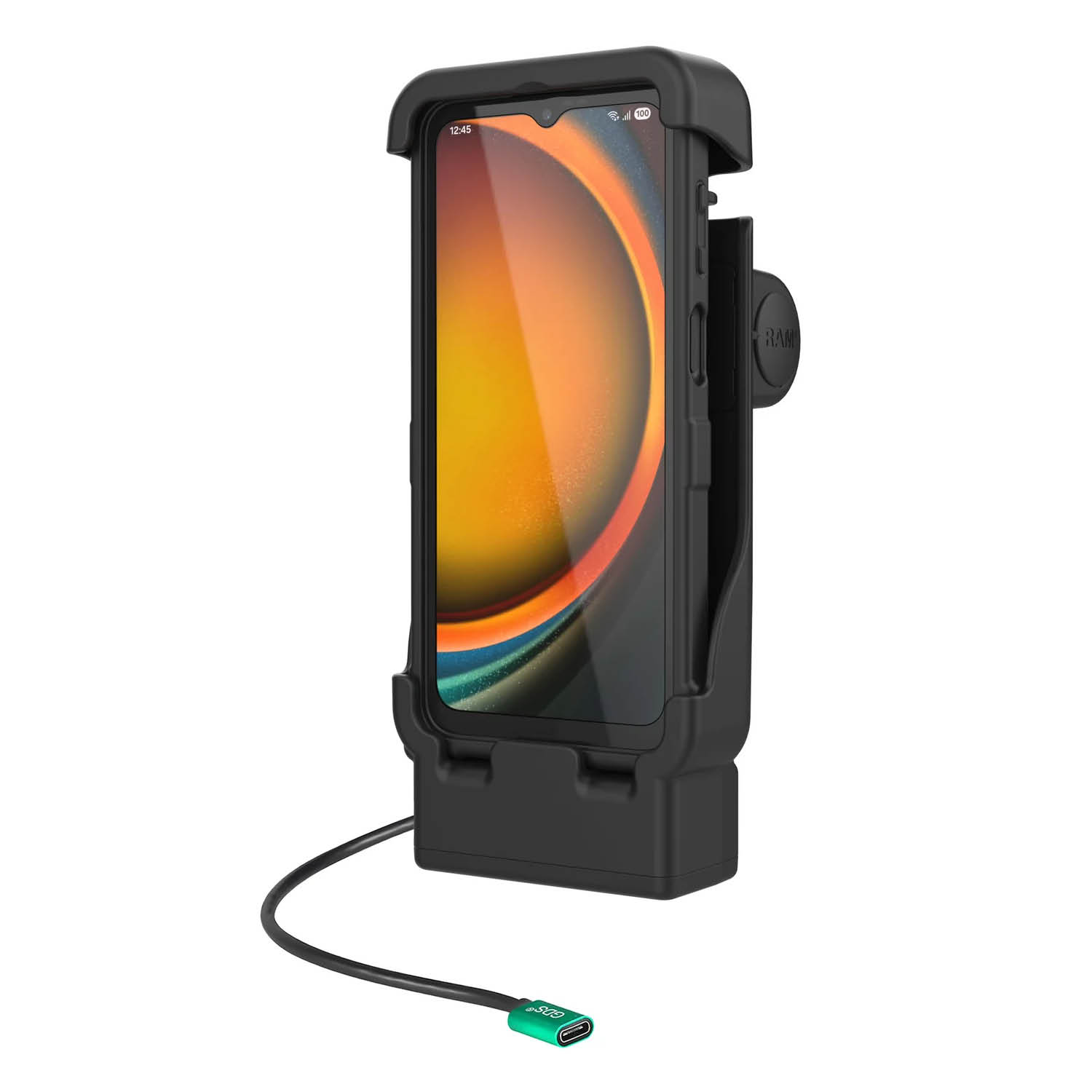 RAM Mounts GDS Fahrzeug-Ladestation für Samsung XCover7 Pro & 6 Pro im Gehäuse/in RAM Skin Schutzhülle - USB-C-Anschluss, 2-Loch AMPS