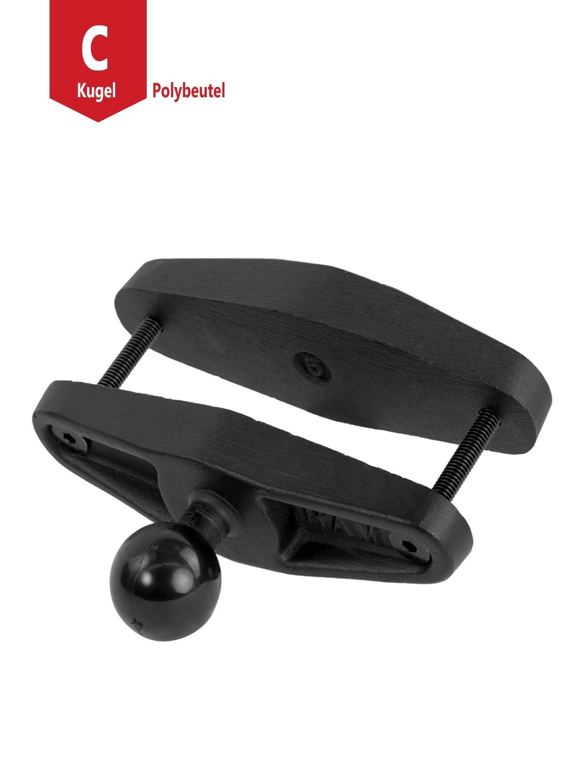 RAM Mounts Schraubklemme mit C-Kugel (1,5 Zoll) - 127 mm max. Breite, im Polybeutel