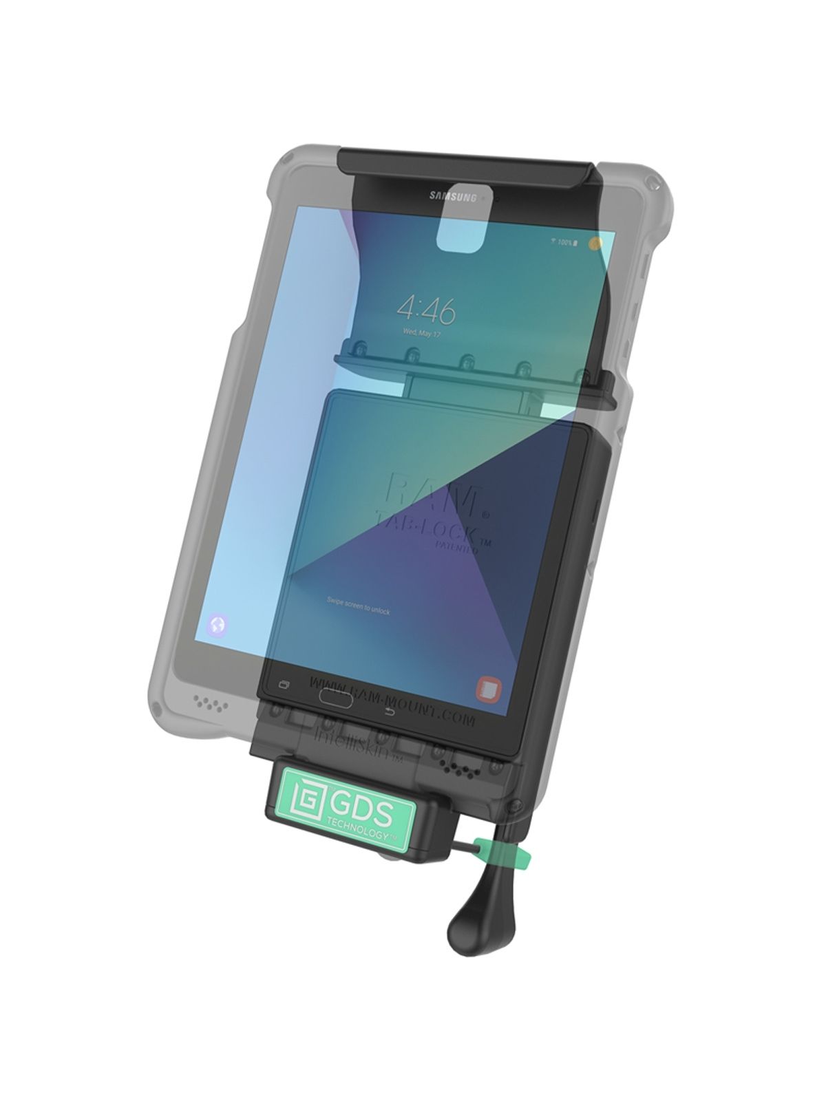 RAM Mounts GDS Dockingstation Samsung Galaxy Tab S3 (9.7) in IntelliSkin-Lade-/Schutzhüllen - abschließbar, Stromanbindung , AMPS-Aufnahme