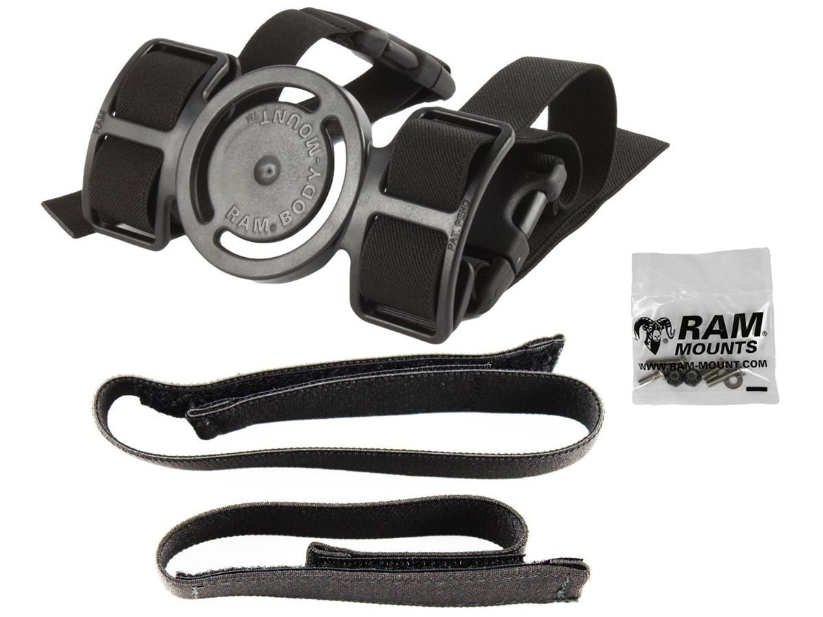 RAM Mounts Arm-/Beinbefestigung - mit Aufnahme für runde Basisplatte, Gummibänder (Arm u. Bein), Klettverschluss, Schrauben-Set, im Polybeutel