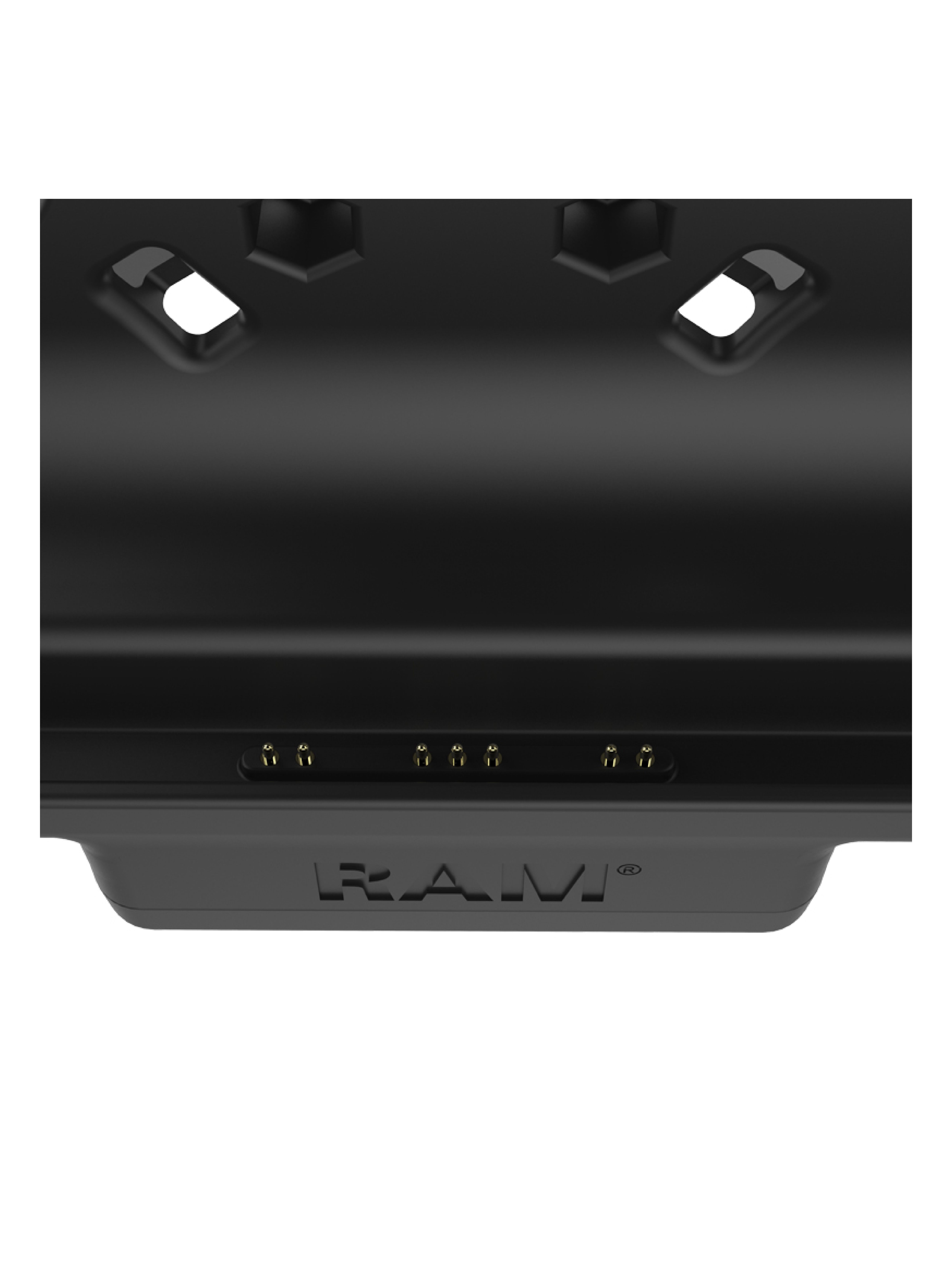 RAM Mounts EZ-Roll'r Halteschale für Samsung Tab Active5 & 3 - Fahrzeug-Ladegerät, mUSB Eingang, Dual USB-A Ausgang, AMPS-Aufnahme
