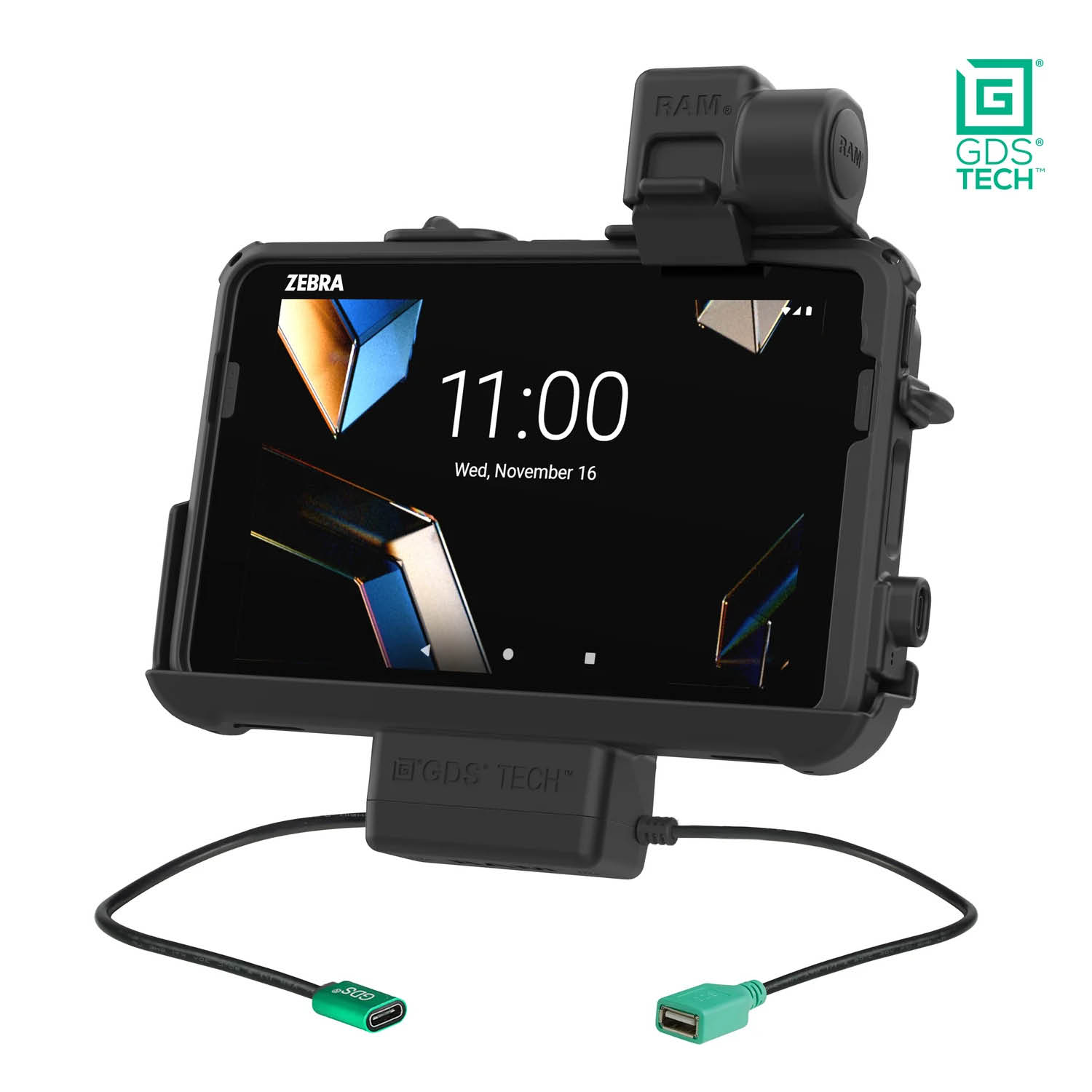 RAM Mounts GDS Thin-Dock for Zebra ET401 & ET4x (8") Tablets in IntelliSkin protective sleeve - USB-C & USB-A Connector