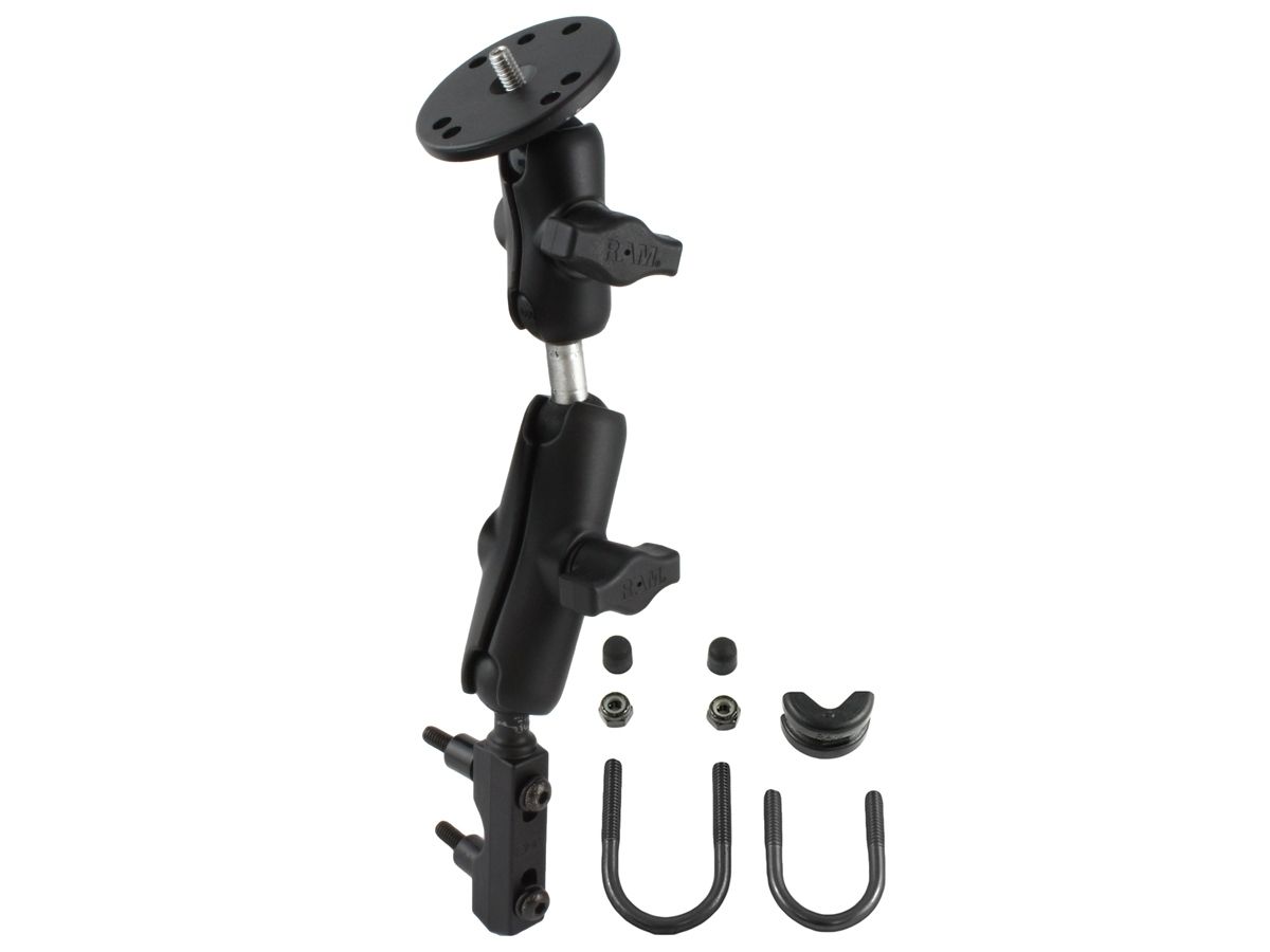RAM Mounts Motorrad-Kamerahalterung (extra lang) - mit Basisbefestigung für Lenker/Bremse/Kupplung, B-Kugel (1 Zoll)