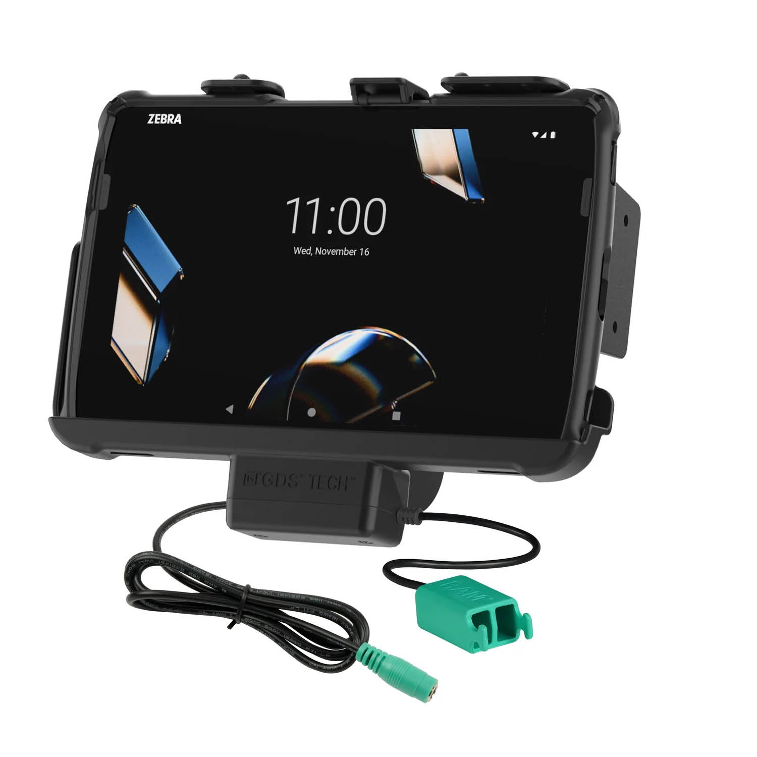 RAM Mounts EZ-Roll'r Holder for Zebra ET401, ET40 & ET45 (10") Tablets - In RAM Skin/Rugged Boot - 5.5mm DC & Dual USB-A Connector