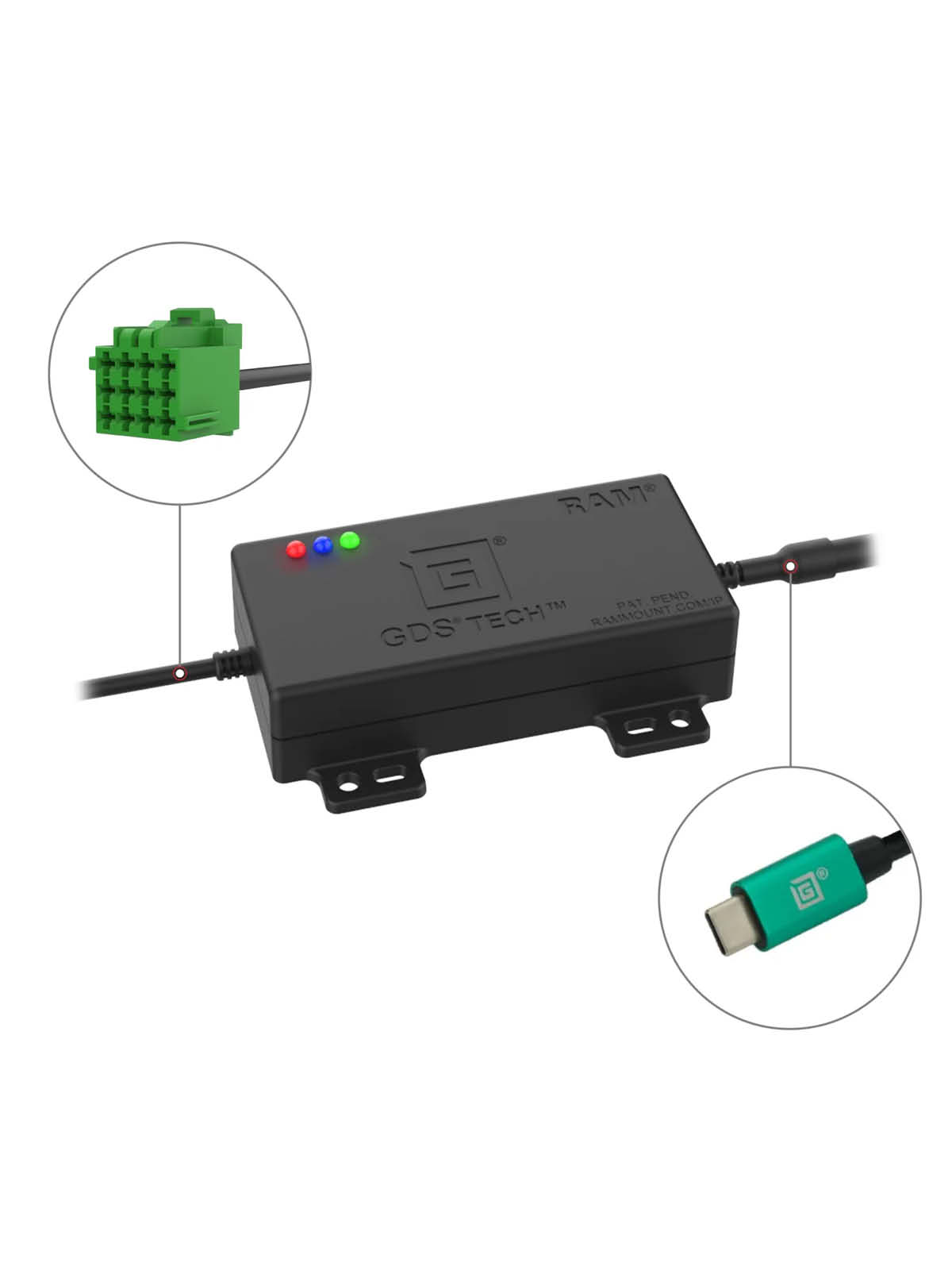 RAM Mounts GDS CAN Bus mit FMS Connector - 12-24V DC Eingang, 5-12V DC Ausgang, USB-C (männlich)