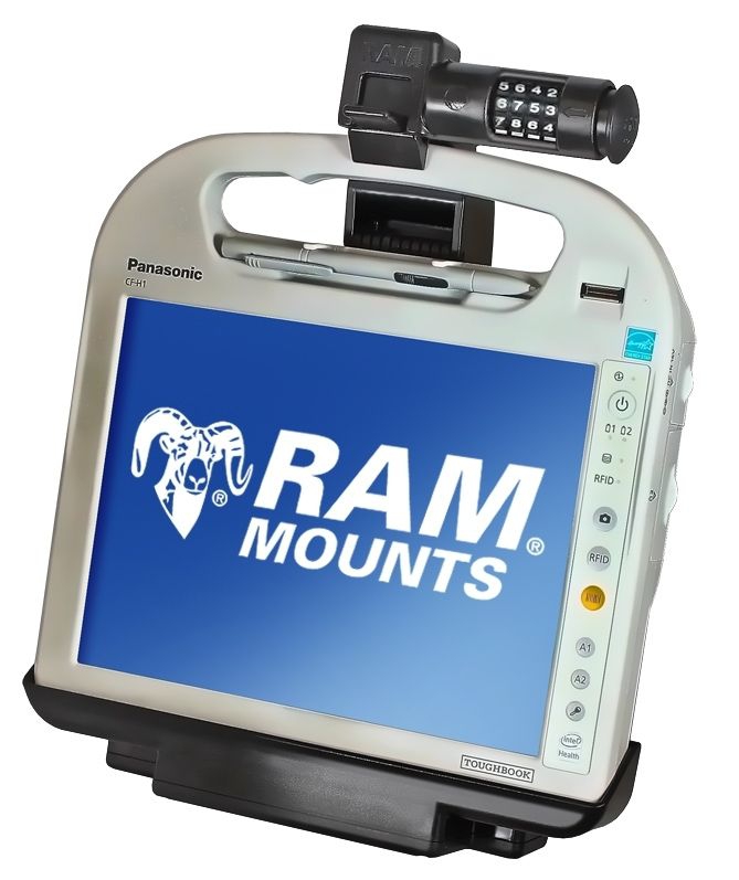 RAM Mounts Docking-Station (mit Stromanbindung) für Panasonic Toughbook CF-H1/H2 Field/Health - AMPS-Aufnahme, Schrauben-Set