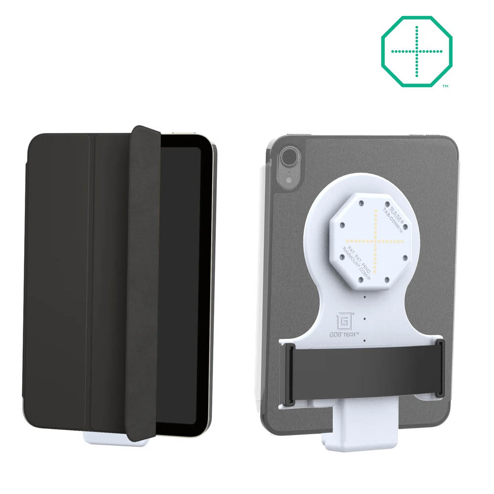 RAM Mounts GDS Tab-Conn für Tablets in Folio-Style Schutzhüllen - Rückseitige Pogo-Pads, hellgrau