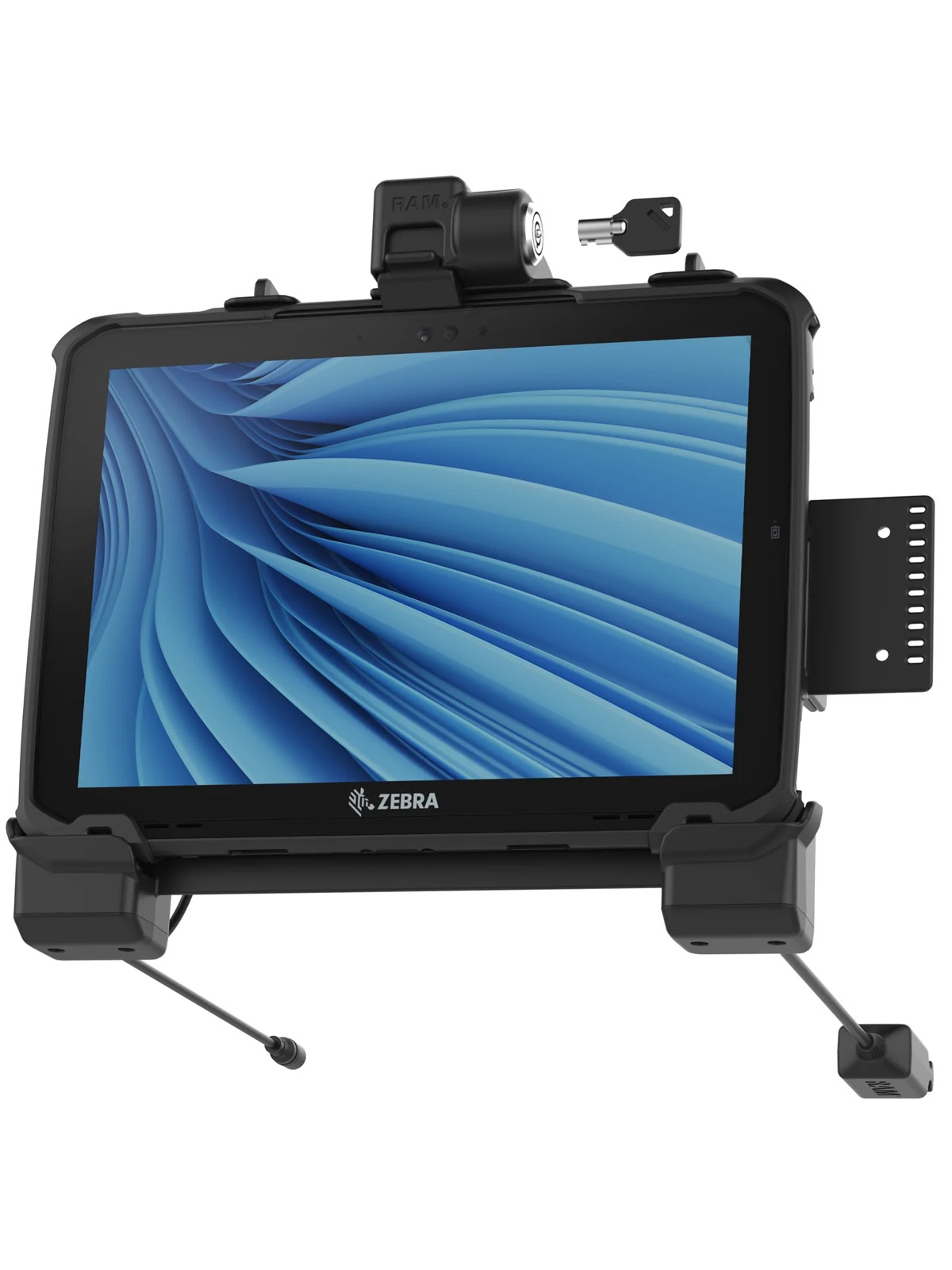 RAM Mounts Form-Fit Halteschale (Schlüsselverriegelung) für Zebra ET80 & ET85 2-in-1 Tablets - mit & ohne Rugged Boot und Tastatur - 5.5mm DC & Dual USB-A-Anschluss