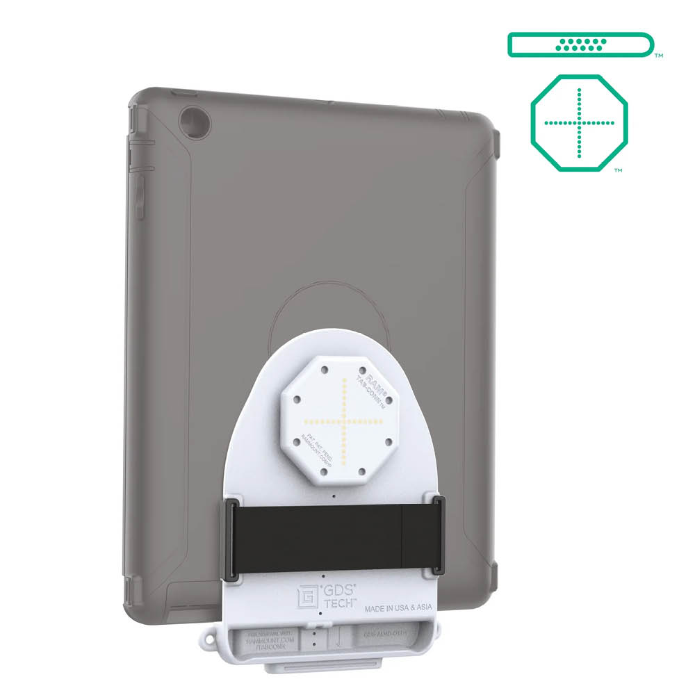 RAM Mounts GDS Tab-Conn für Tablets in Otterbox Defender Schutzhüllen - D-Shape & rückseitige Pogo-Pads, hellgrau