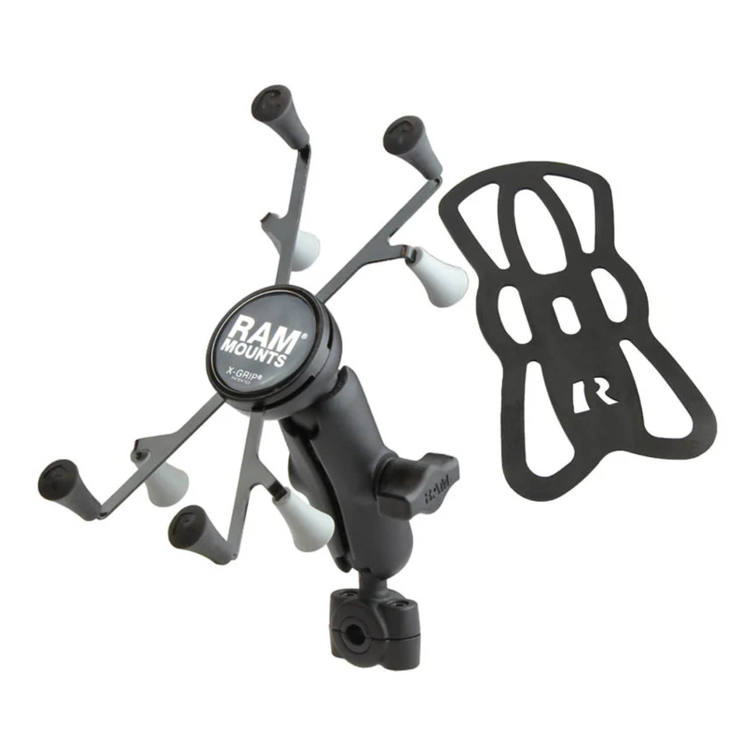RAM Mounts X-Grip Motorrad-Halterung für 7-8 Zoll Tablets - Mittlerer Verbindungsarm - Kleine Torque Rohrschelle (Durchmesser 9,52 mm bis 15,87 mm) - B-Kugel (1 Zoll)