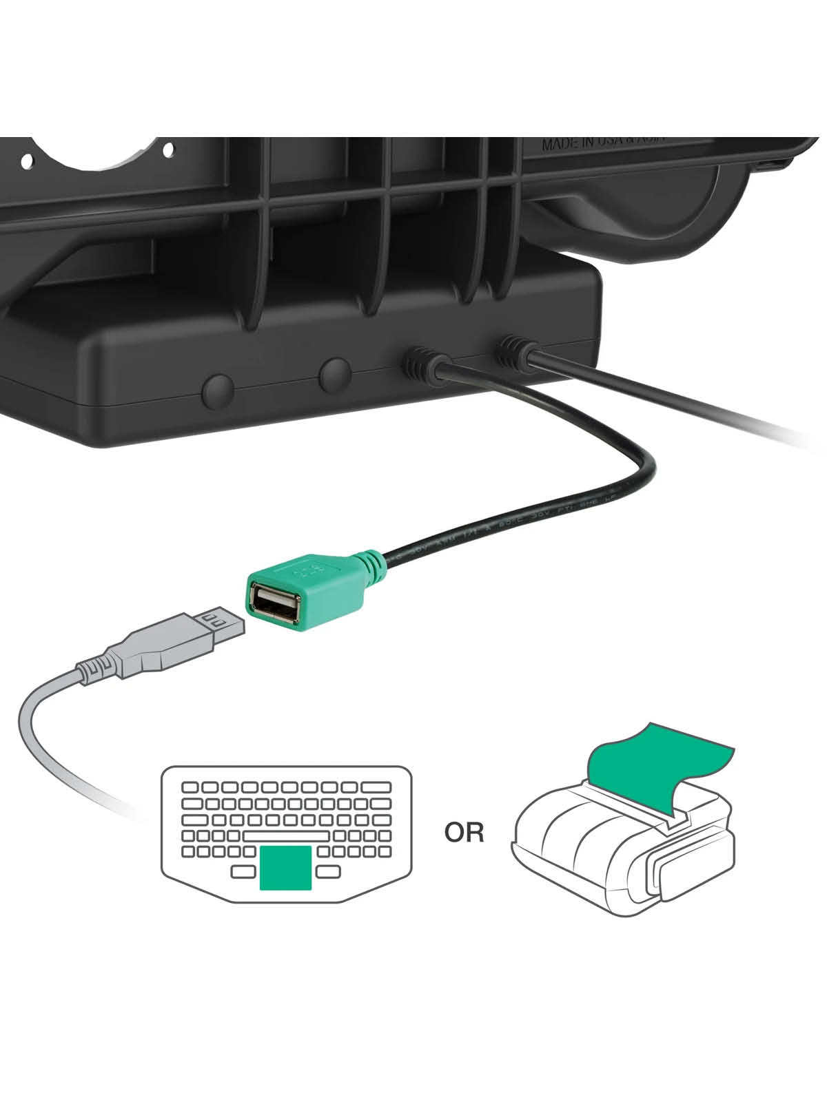 RAM Mounts Form-Fit Halteschale (Schnappverschluss) für Honeywell ScanPal EDA10A Tablet in OEM-Schutzhülle - 5.5mm DC & USB-A-Anschluss