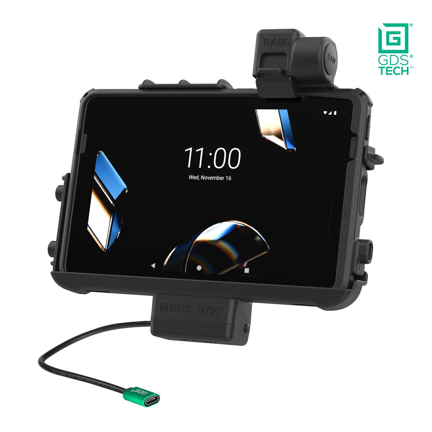 RAM Mounts GDS Thin-Dock for Zebra ET401 & ET4x (10") Tablets in IntelliSkin protective sleeve - USB-C Power Supply