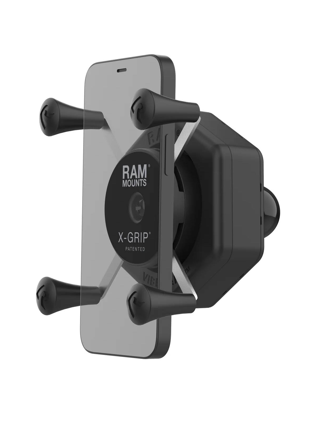 RAM Mounts X-Grip Halteklammer für Smartphones bis 82,6 mm Breite mit Vibe-Safe Adapter - B-Kugel (1 Zoll)