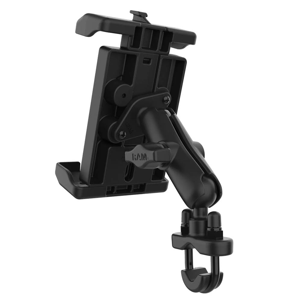 RAM Mounts Quick-Grip™ Pro XL Universal Lenker-/Rohr-Halterung - B-Kugel (1 Zoll), Schraub-Klemme (12,7-31,8 mm), mittlerer Verbindungsarm, MagSafe kompatibel