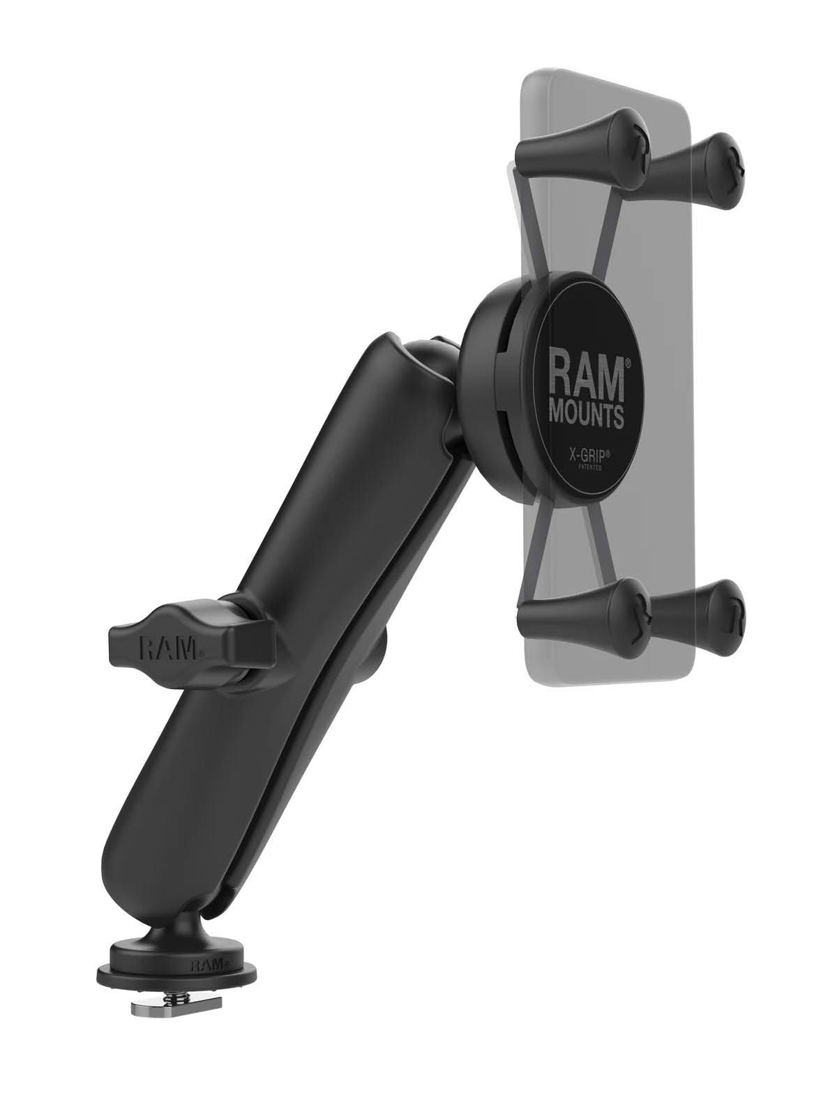 RAM Mounts Set mit X-Grip Halteklammer für Smartphones bis 82,6 mm Breite - B-Kugel (1 Zoll), Track-Ball, langer Verbindungsarm