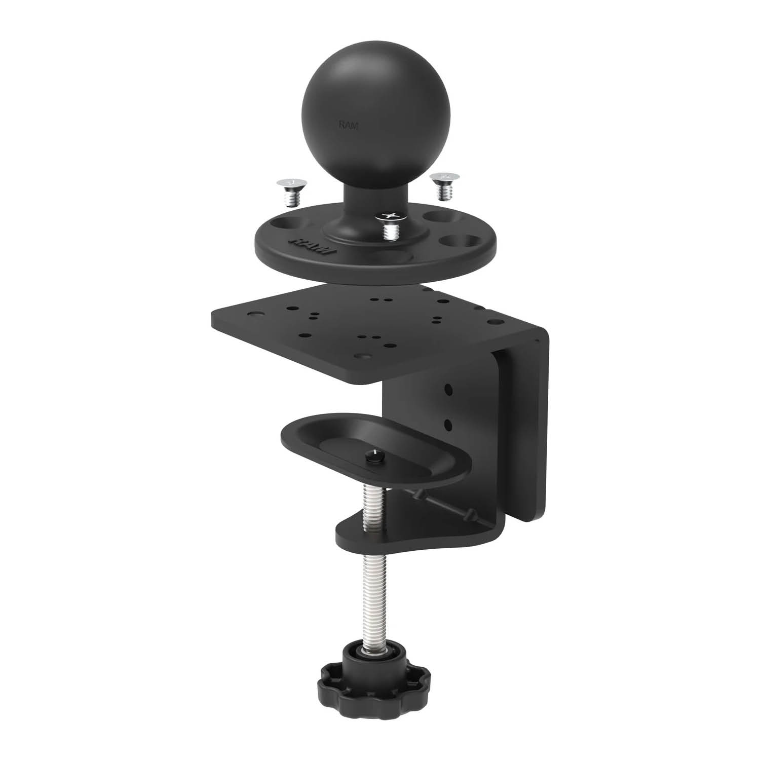 RAM Mounts Schraub-Klemme mit runder D-Kugel (2,25 Zoll) Basisplatte - Klemmbereich 0-101,6 mm, 4-Loch AMPS