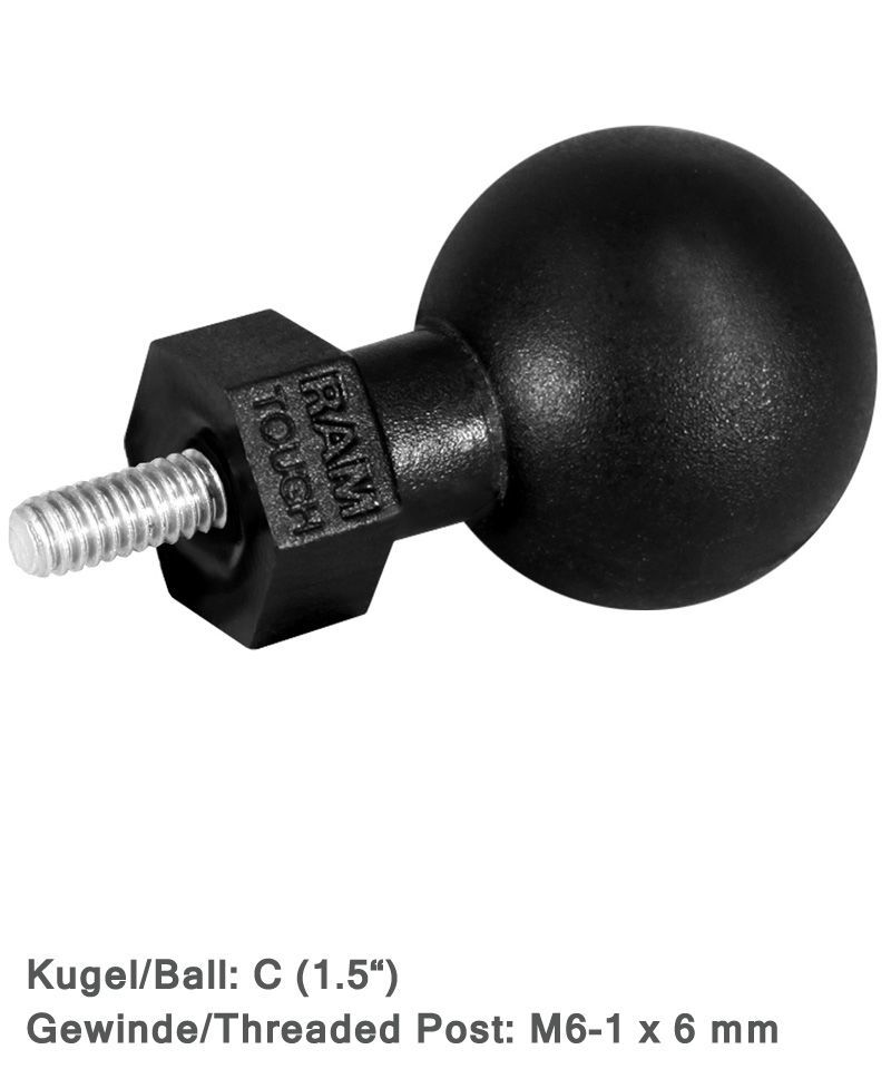 RAM Mounts Tough-Ball mit M6-1 x 6 mm Gewindestift - C-Kugel (1,5 Zoll), im Polybeutel
