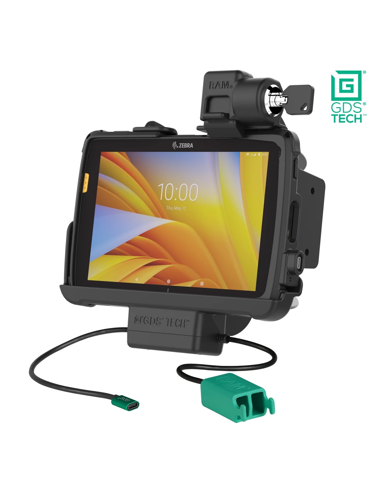 RAM Mounts GDS Tough-Dock Zebra ET4x 10 Zoll Tablet in IntelliSkin-Lade-/Schutzhüllen - abschließbar, USB-C, Dual USB-A, 60 W Ausgang, AMPS-/VESA-Aufnahme