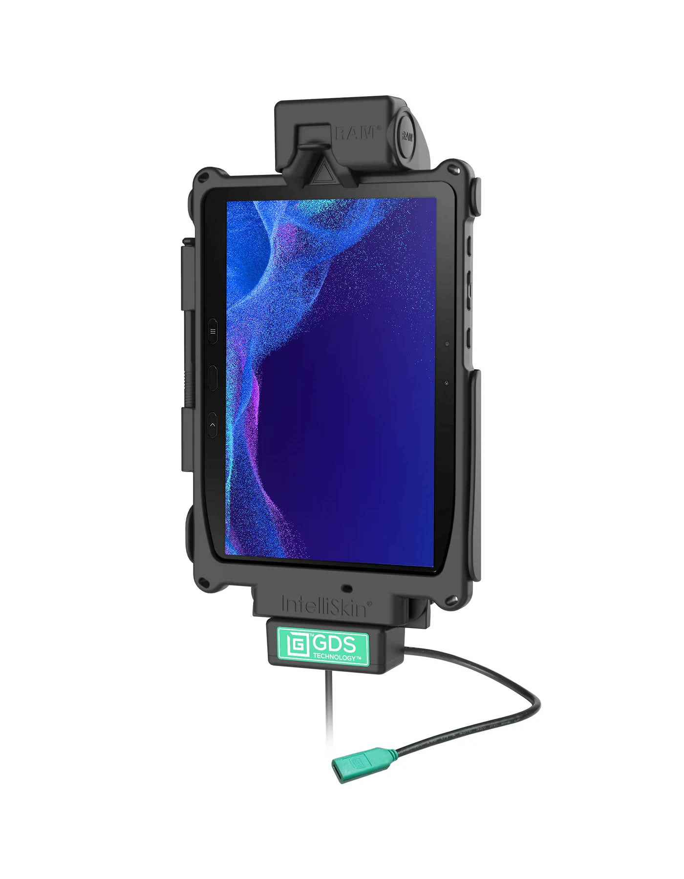 RAM Mounts GDS Tough-Dock Halteschale (Schnappverschluss) für Samsung Tab Active4 Pro & Active5 Pro - in IntelliSkin Schutzhülle - Mit Lüfter - USB-C-Anschluss