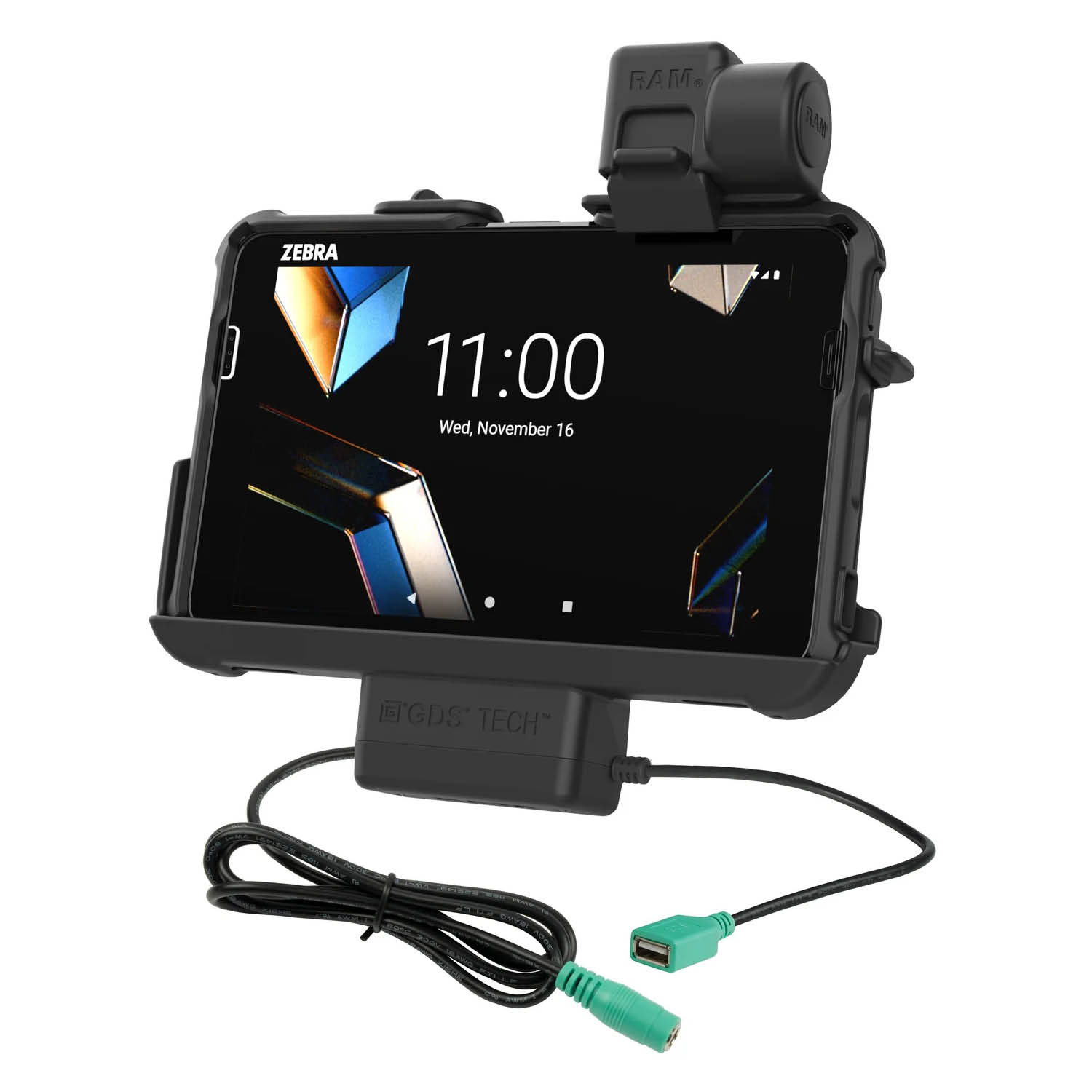 RAM Mounts Thin-Dock for Zebra ET401 & ET4x (8") Tablets - With or without RAM Skin/Rugged Boot - 5.5mm DC Power & USB-A Connector