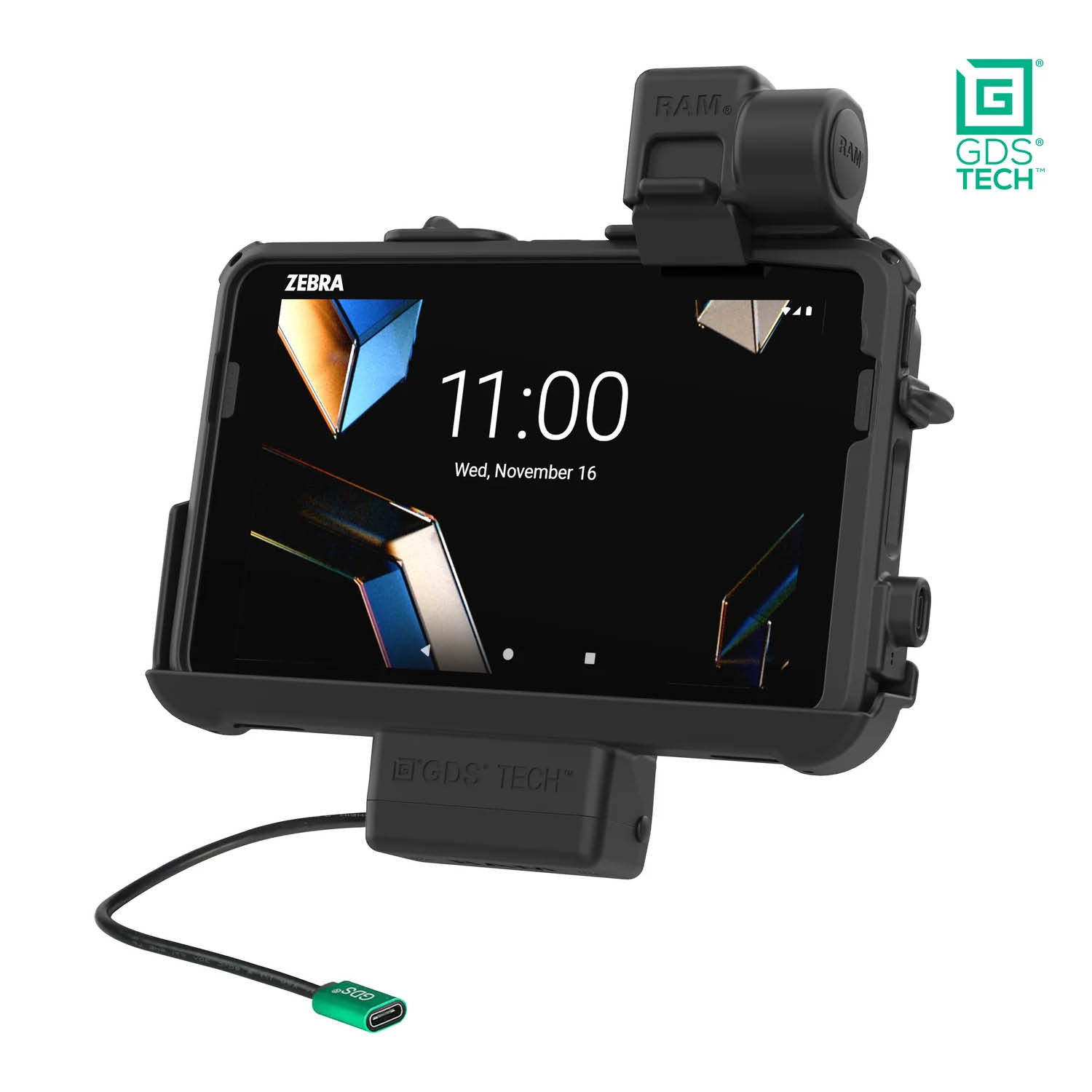 RAM Mounts GDS Thin-Dock for Zebra ET401 & ET4x (8") Tablets in IntelliSkin protective sleeve - USB-C Power Supply