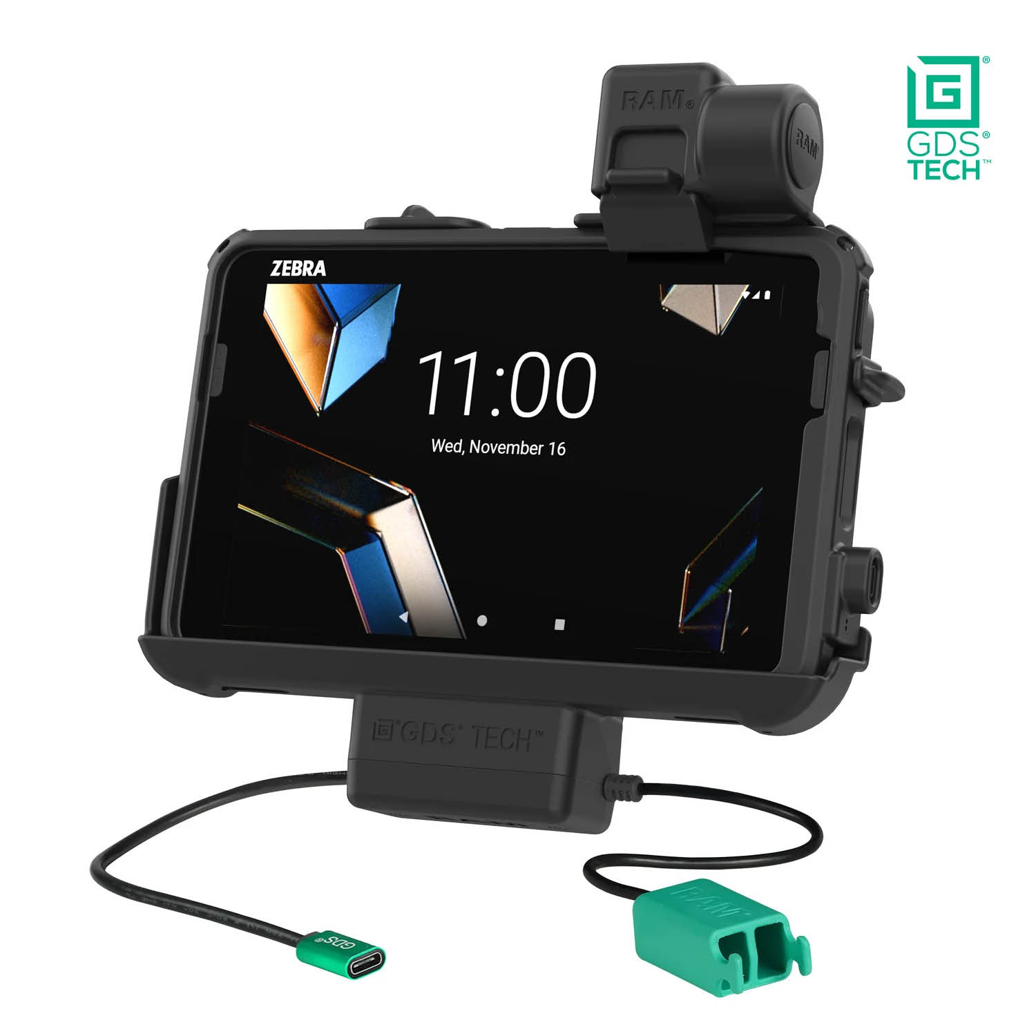 RAM Mounts GDS Thin-Dock for Zebra ET401 & ET4x (8") Tablets in IntelliSkin protective sleeve - USB-C & Dual USB-A Connector