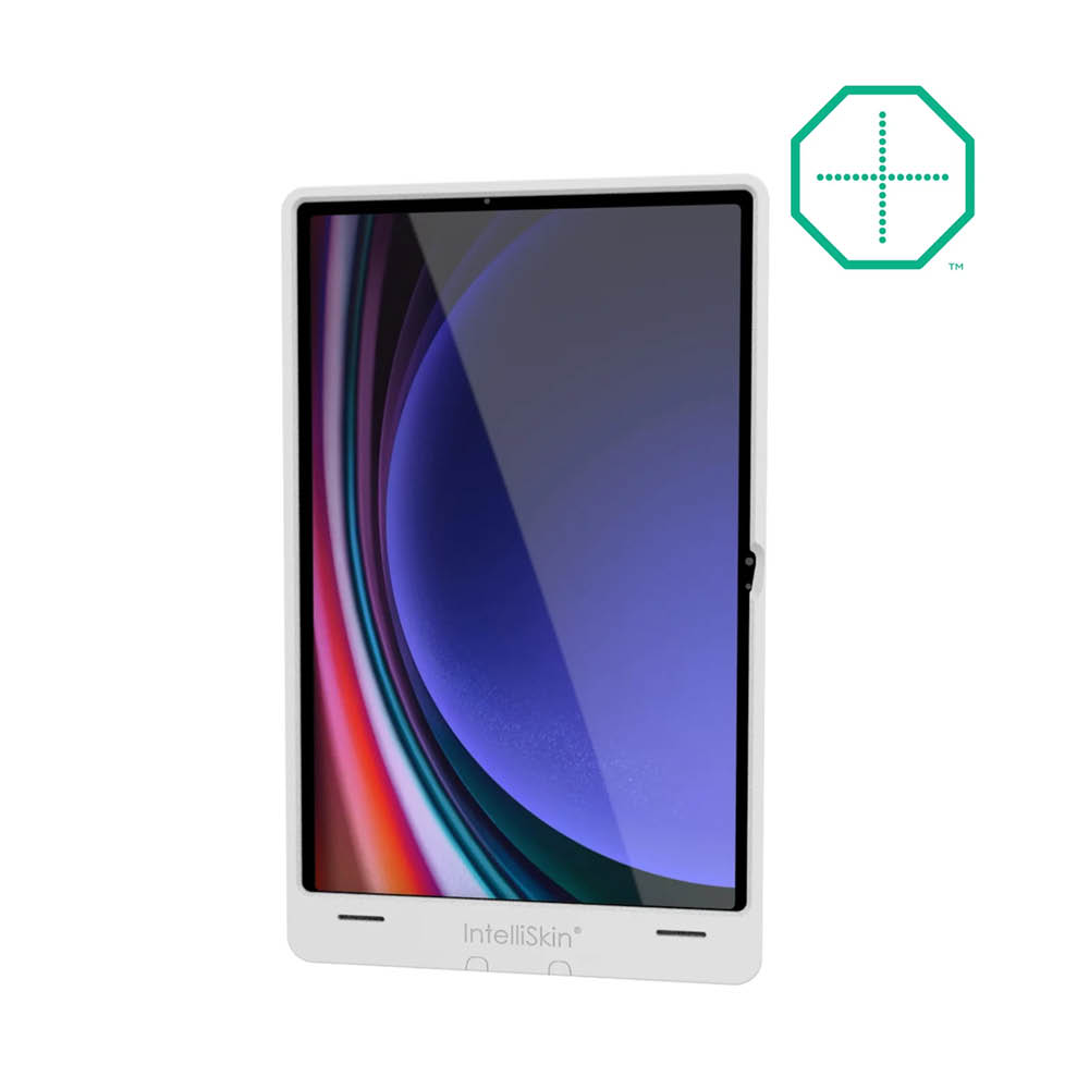 RAM Mounts IntelliSkin Thin-Case Ladeschutzhülle für Samsung Galaxy Tab S9 FE+/S9+/S10+ - Rückseitige Pogo-Pads, Externer USB-C Anschluss, GDS-Technologie, hellgrau