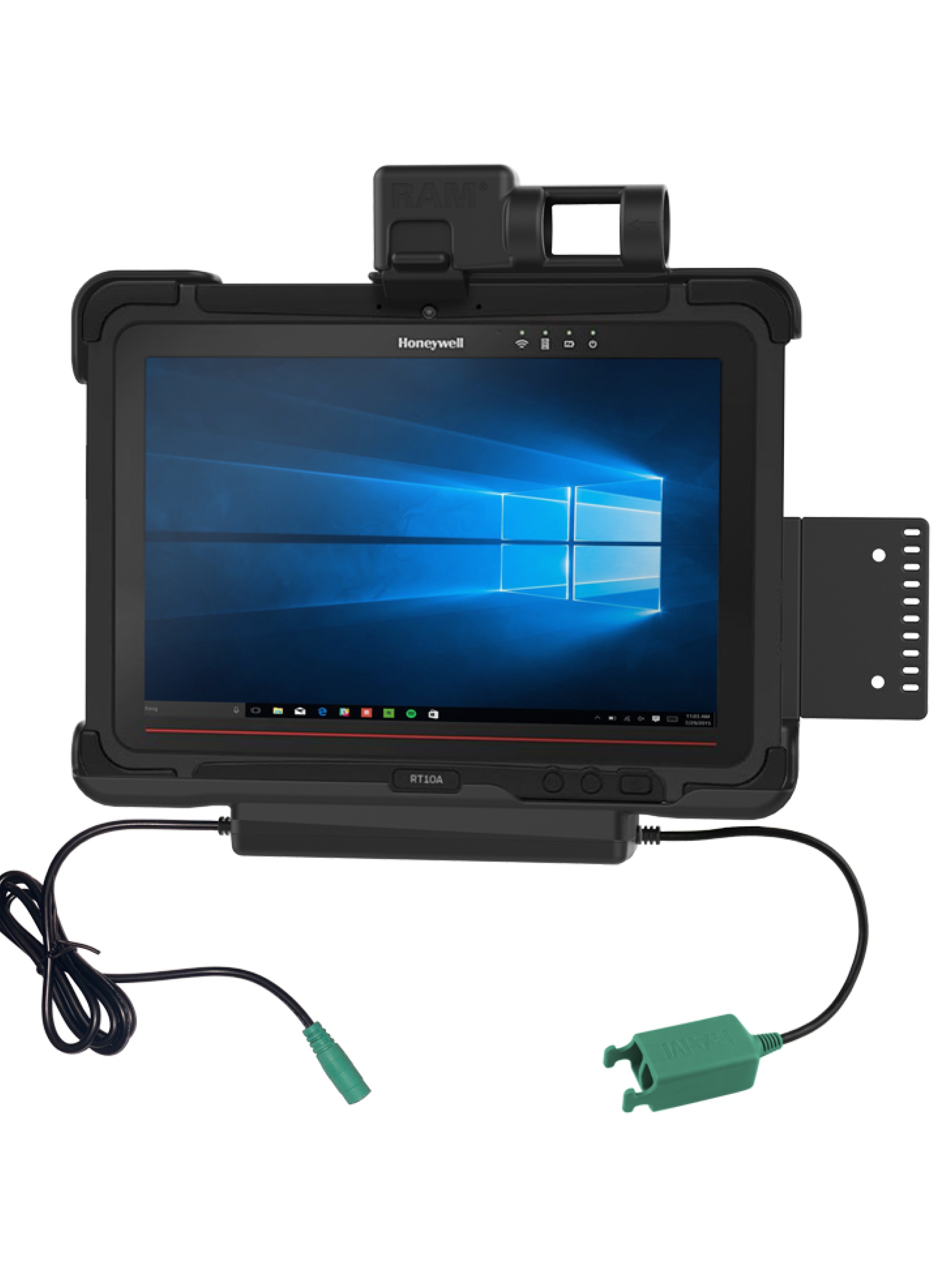RAM Mounts Ladestation für Honeywell RT10 Tablets - 5,5 mm Klinke Eingang, Dual USB-A Ausgang, VESA-75x75-Aufnahme