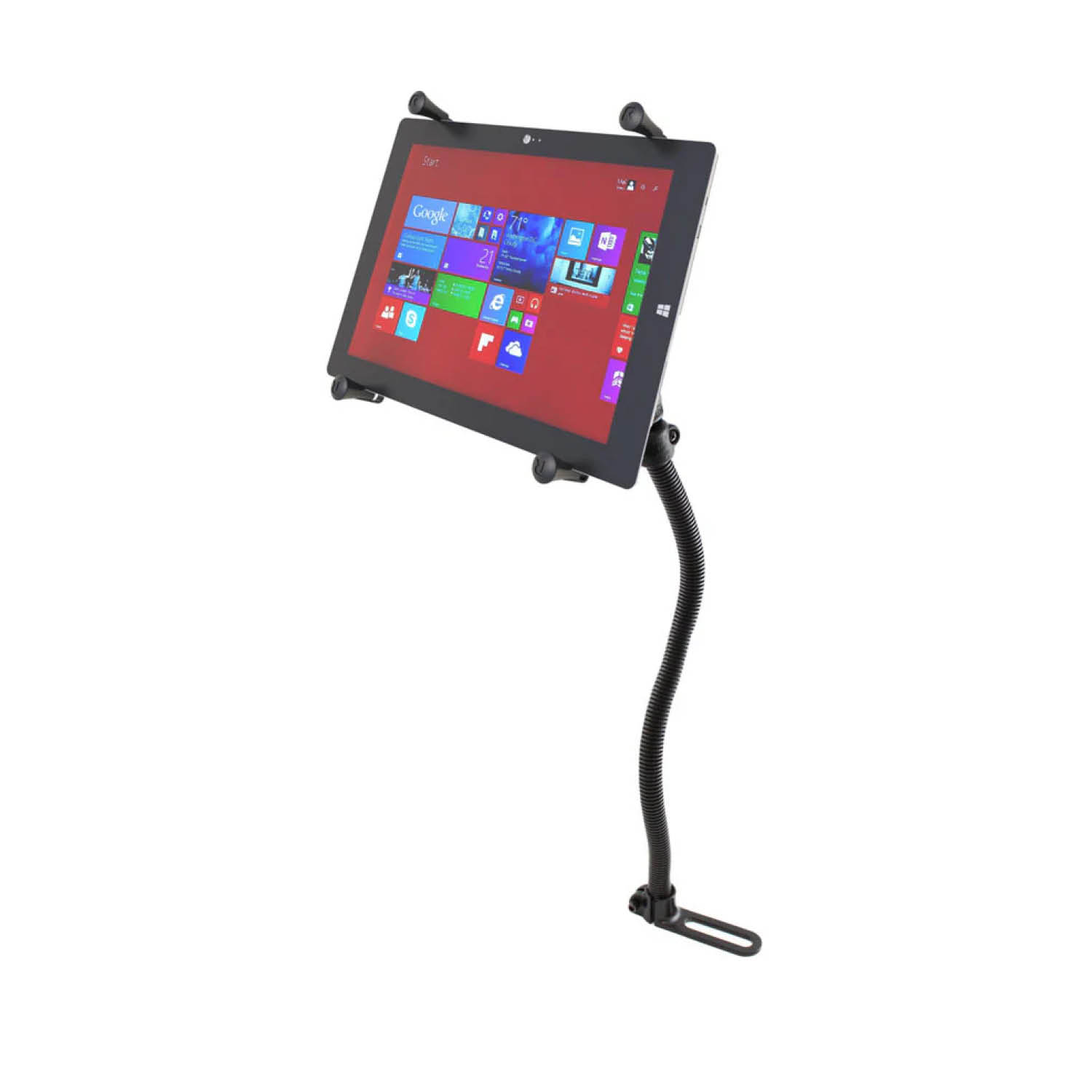 RAM Mounts X-Grip Schwanenhals-Halterung für 12-13 Zoll Tablets - Runde Basiskugel - 18 Zoll Aluminium Schwanenhals - Pod-Basis (Fahrzeugsitz - Ohne Bohren) - B-Kugel (1 Zoll) - Schrauben-Set
