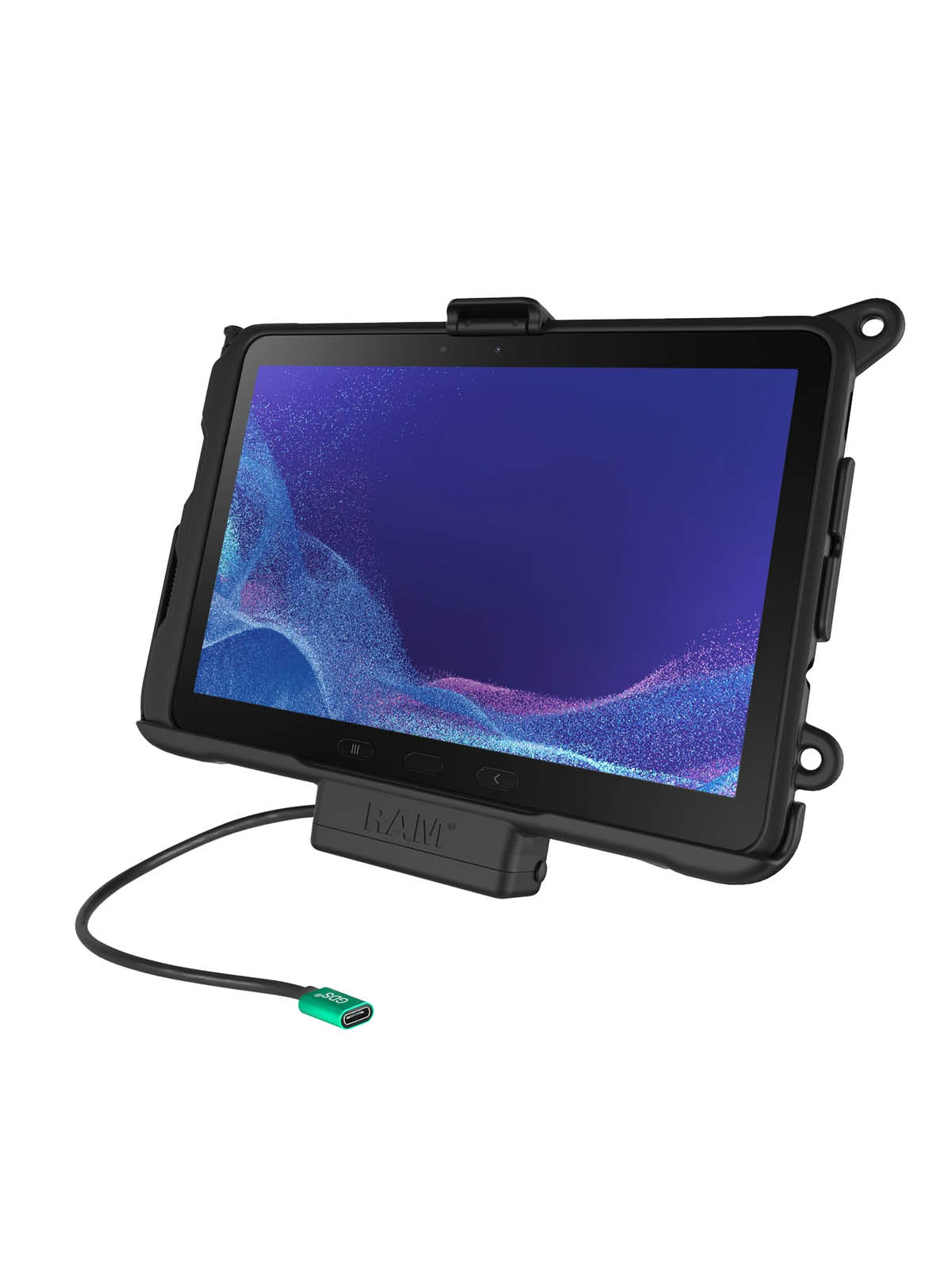 RAM Mounts EZ-Roll'r Halteschale für Samsung Tab Active4 Pro & Active5 Pro - In OEM/RAM Schutzhülle - USB-C-Anschluss - 4-Loch AMPS