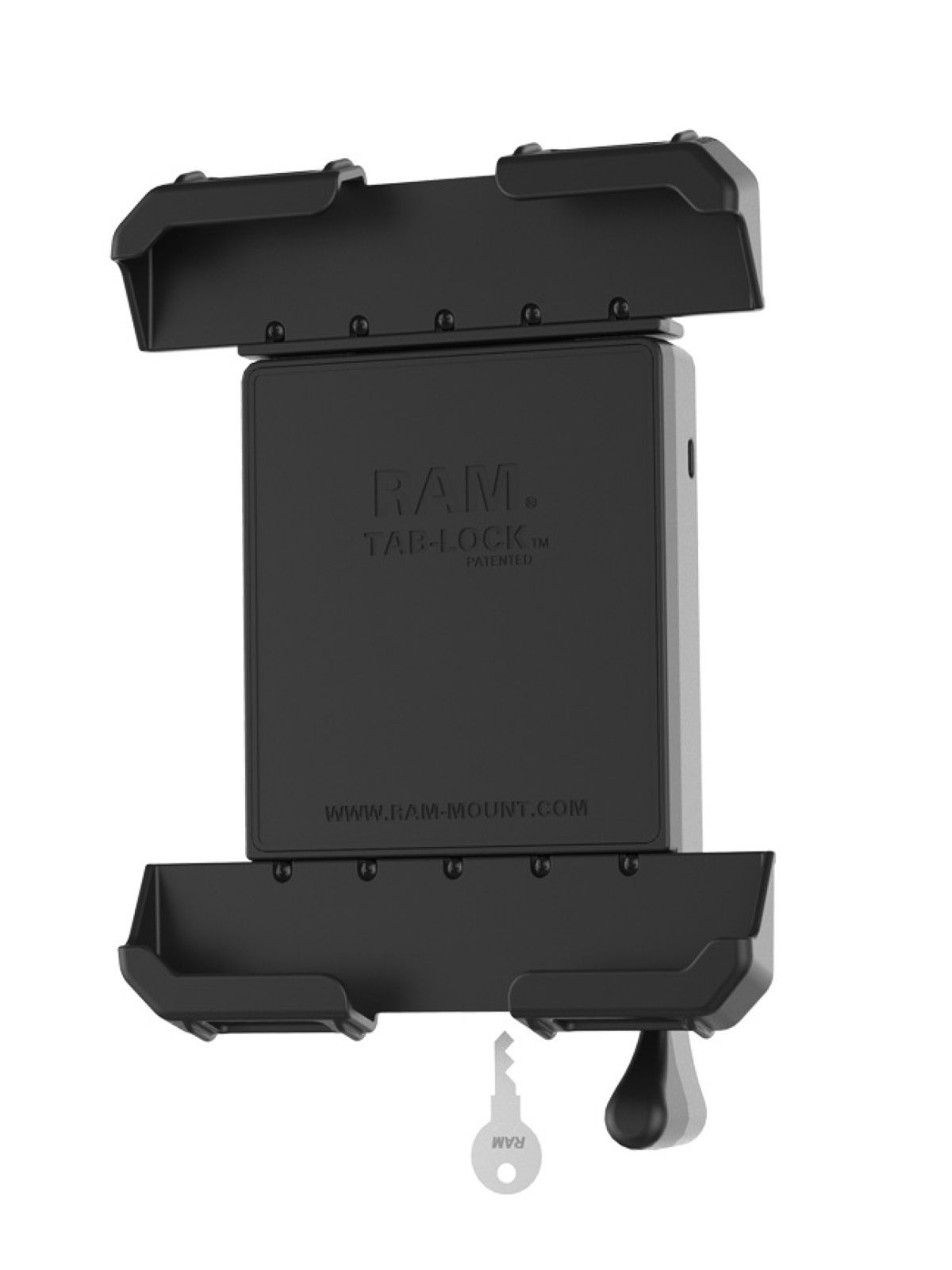 RAM Mounts Universal Tab-Lock Halteschale (abschließbar) für 10,1-10,5 Zoll Tablets (mit/ohne Schutzgehäuse/-hüllen) - AMPS-Aufnahme, Schrauben-Set