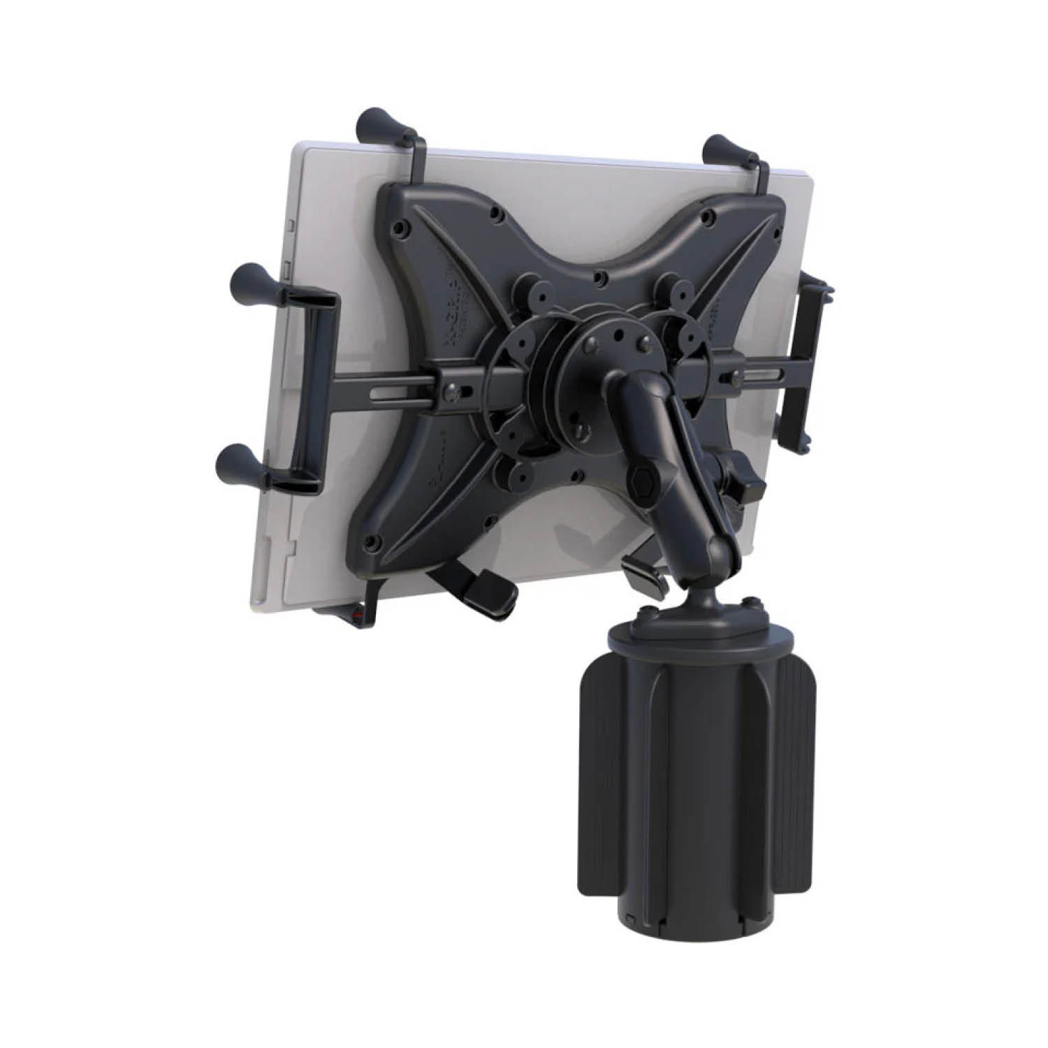 RAM Mounts X-Grip Fahrzeug-Halterung für 12-13 Zoll Tablets (Verbundstoff) - Mittlerer Verbindungsarm - Getränkehalter Basis (Durchmesser 65,27 mm bis 88,9 mm) - B-Kugel (1 Zoll)