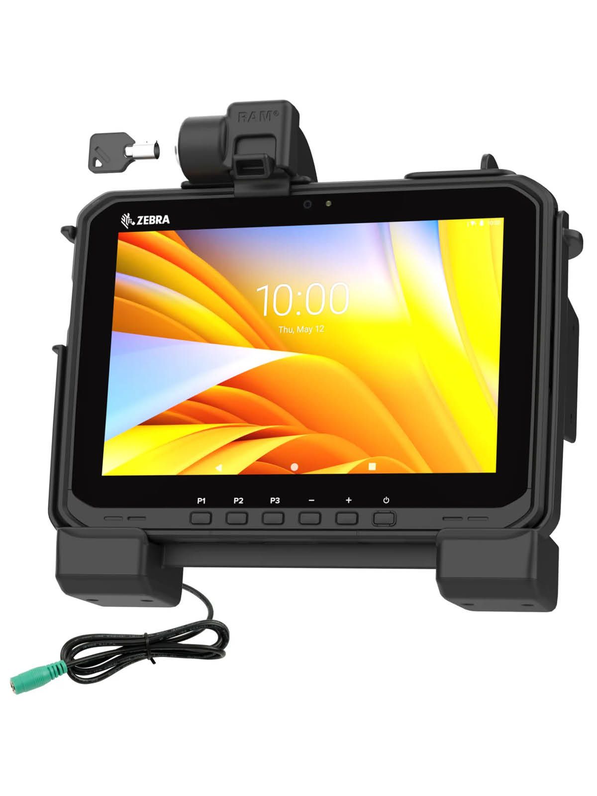 RAM Mounts Form-Fit Holder (Key-Locking) for Zebra ET60 & ET65 - with & without keyboard - 5.5mm DC Power Supply