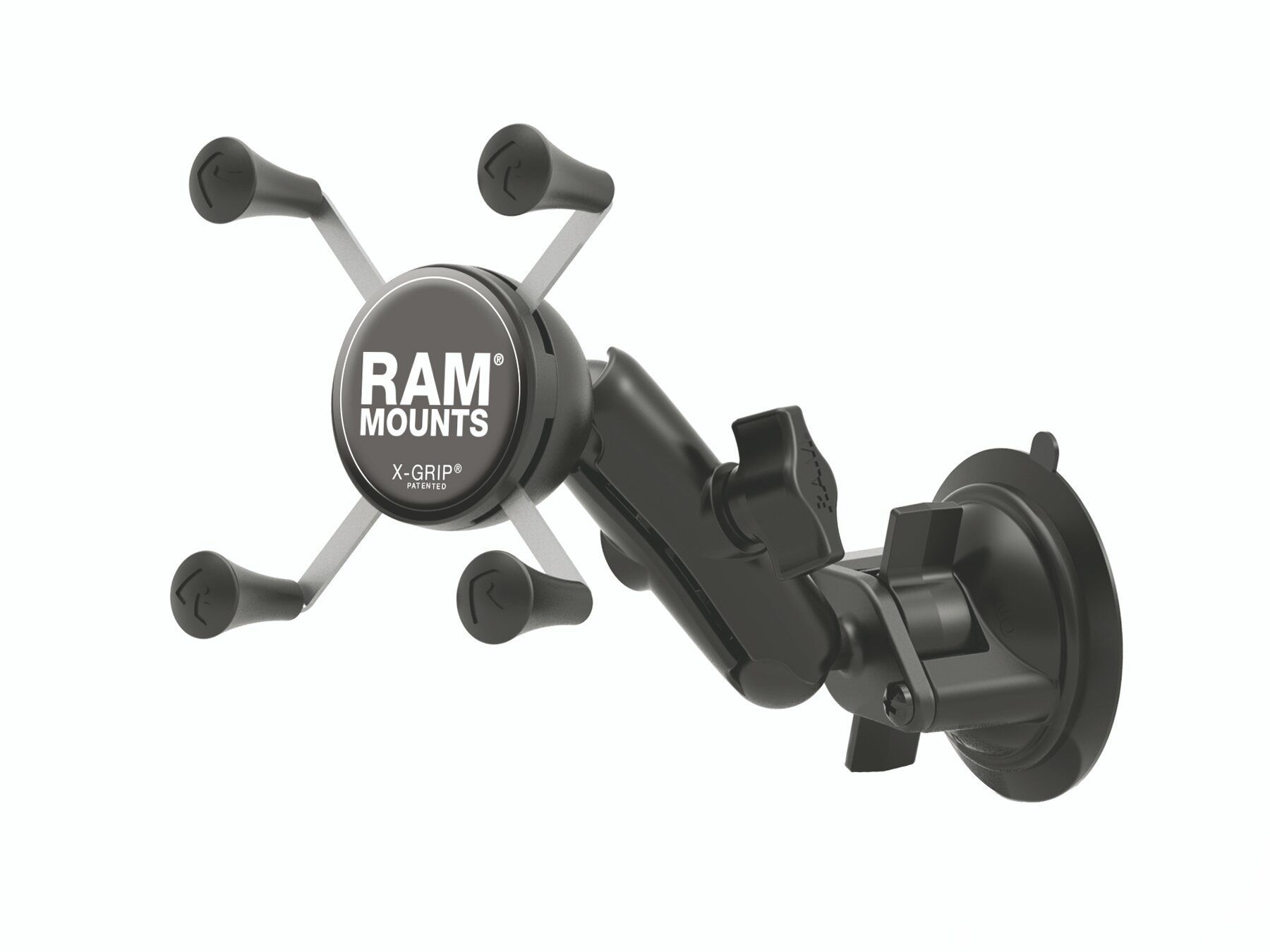 RAM Mounts X-Grip Saugfuss-Halterung für Smartphones bis 82,6 mm Breits - B-Kugel (1 Zoll), mittlerer Verbindungsarm