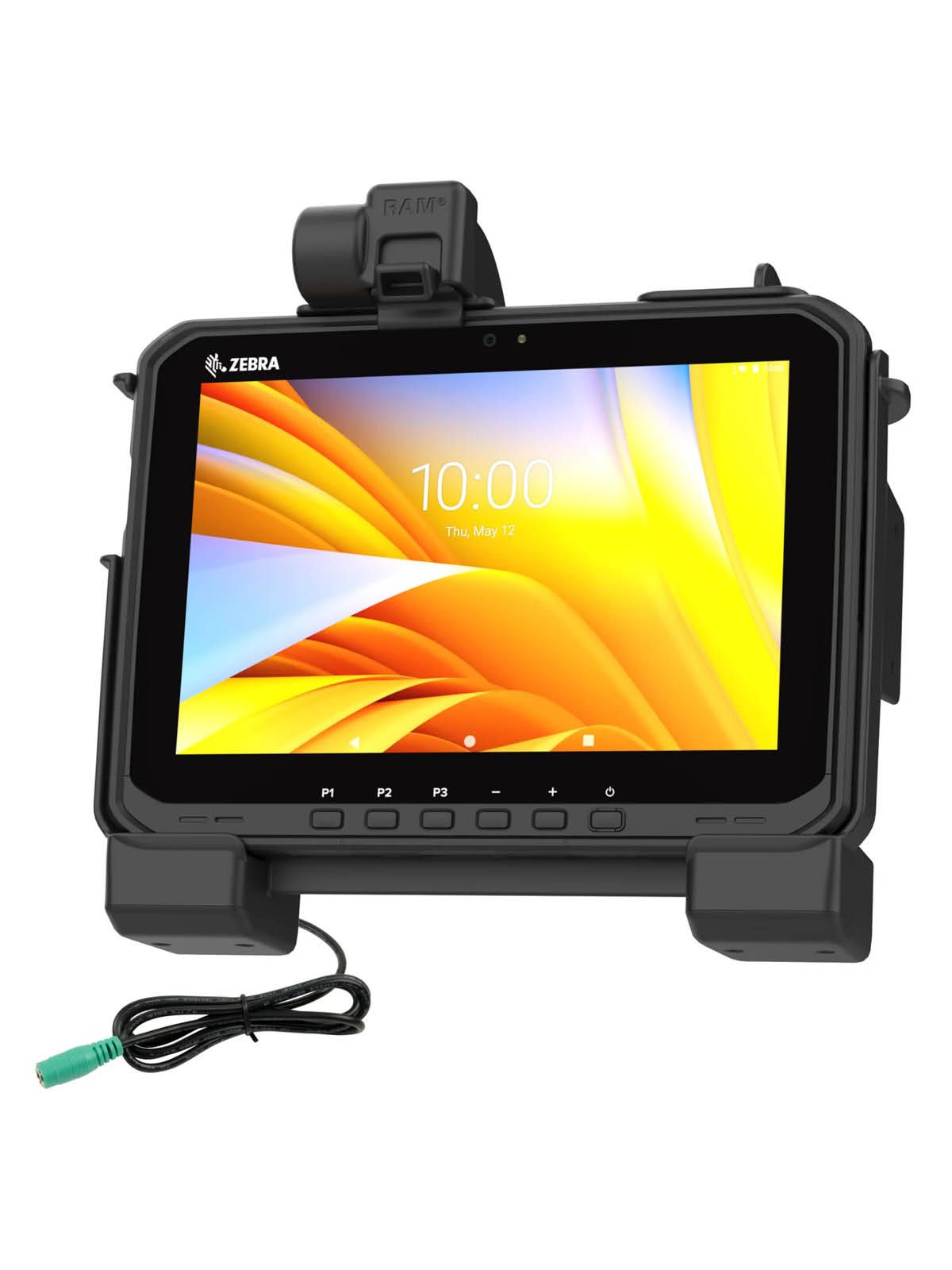 RAM Mounts Form-Fit Holder (Latch) for Zebra ET60 & ET65 - with & without keyboard - 5.5mm DC Power Supply