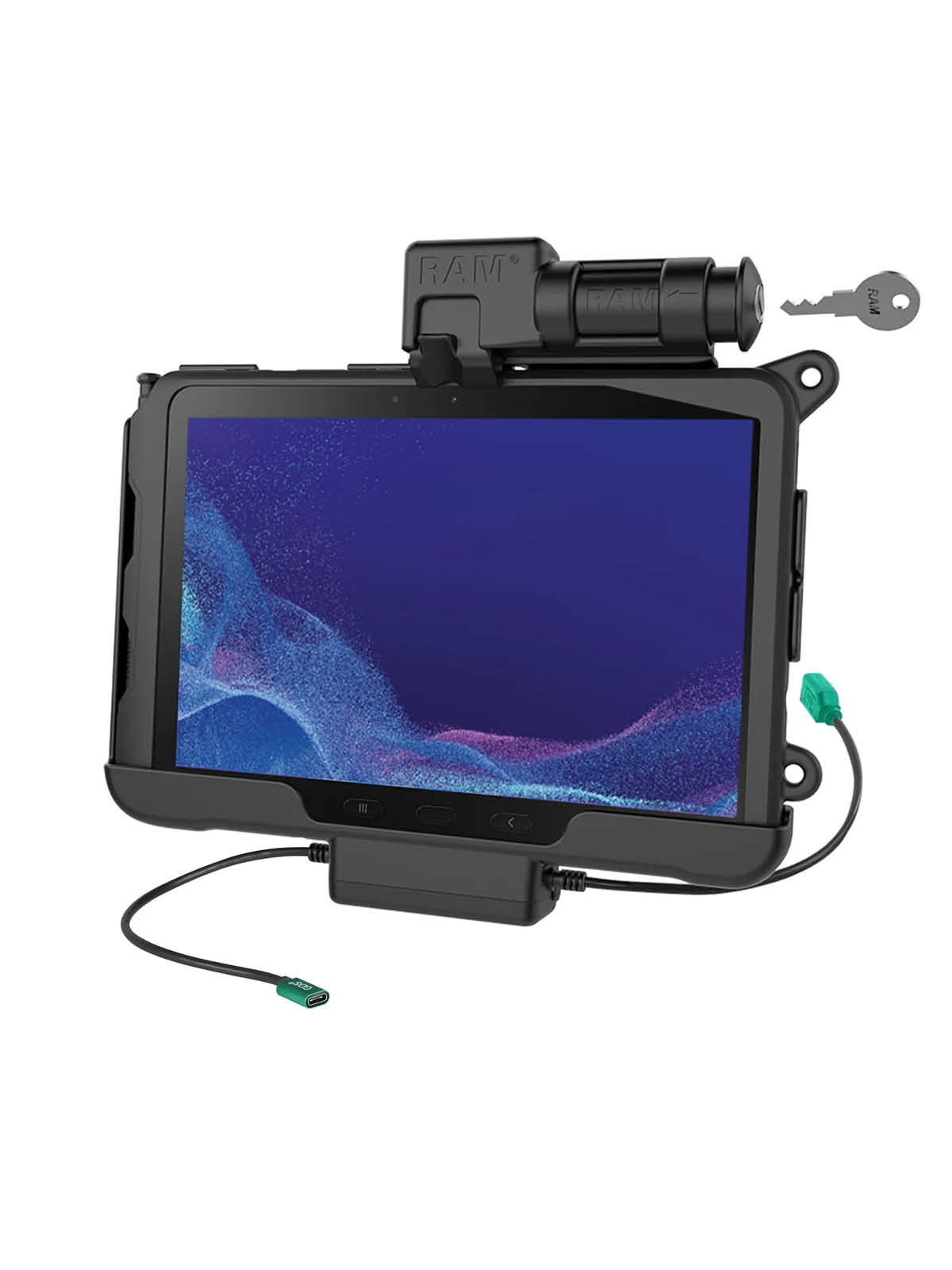 RAM Mounts Form-Fit Halteschale (Schlüsselverriegelung) für Samsung Tab Active4 Pro & Active5 Pro - in OEM/RAM Schutzhülle - USB-C & USB-A-Anschluss