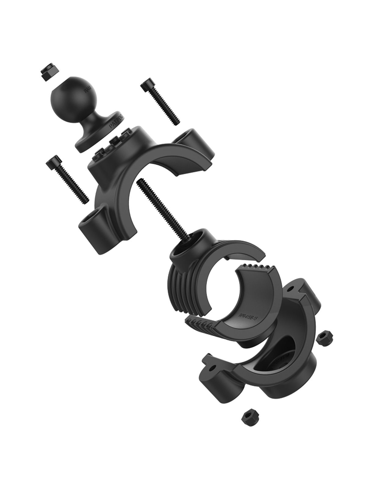 RAM Mounts Torque Rohrschelle für 38,1 - 50,8 mm Durchmesser - mit abschraubbarer Pin-Lock B-Kugel (1 Zoll), im Polybeutel