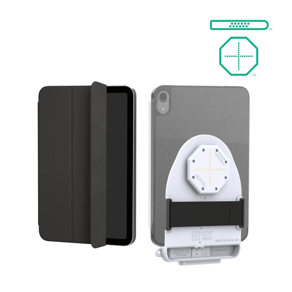 RAM Mounts GDS Tab-Conn für Tablets in Folio-Style Schutzhüllen - D-Shape & rückseitige Pogo-Pads, hellgrau