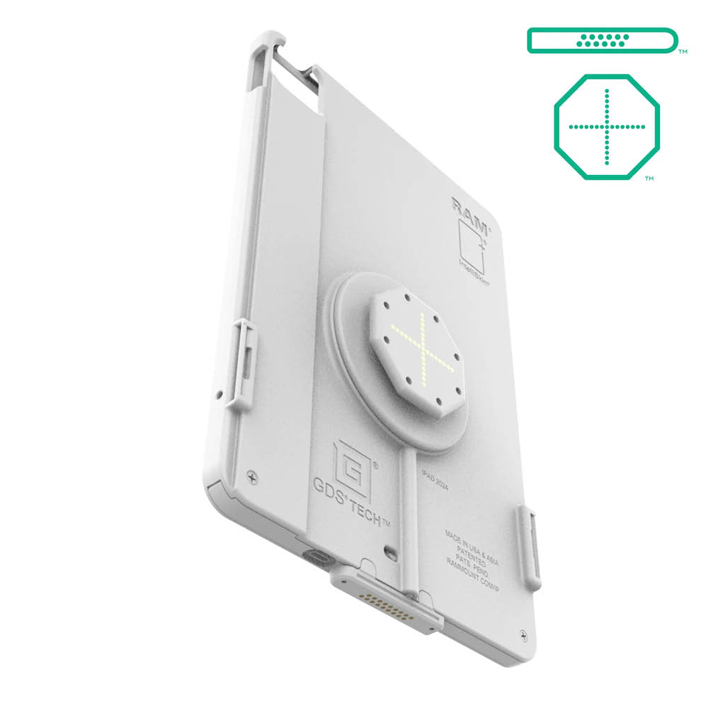 RAM Mounts IntelliSkin Thin Case Ladeschutzhülle für Apple iPad Air 11 (M2 & M3) - GDS-Technologie, Pogo-Pads Unten & Rückseitig, USB-C-Anschluss (Extern), hellgrau